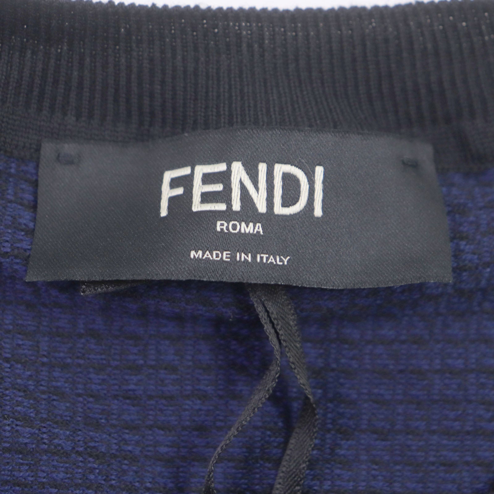 Fendi Wool FF Logo Crew Neck Knit Navy