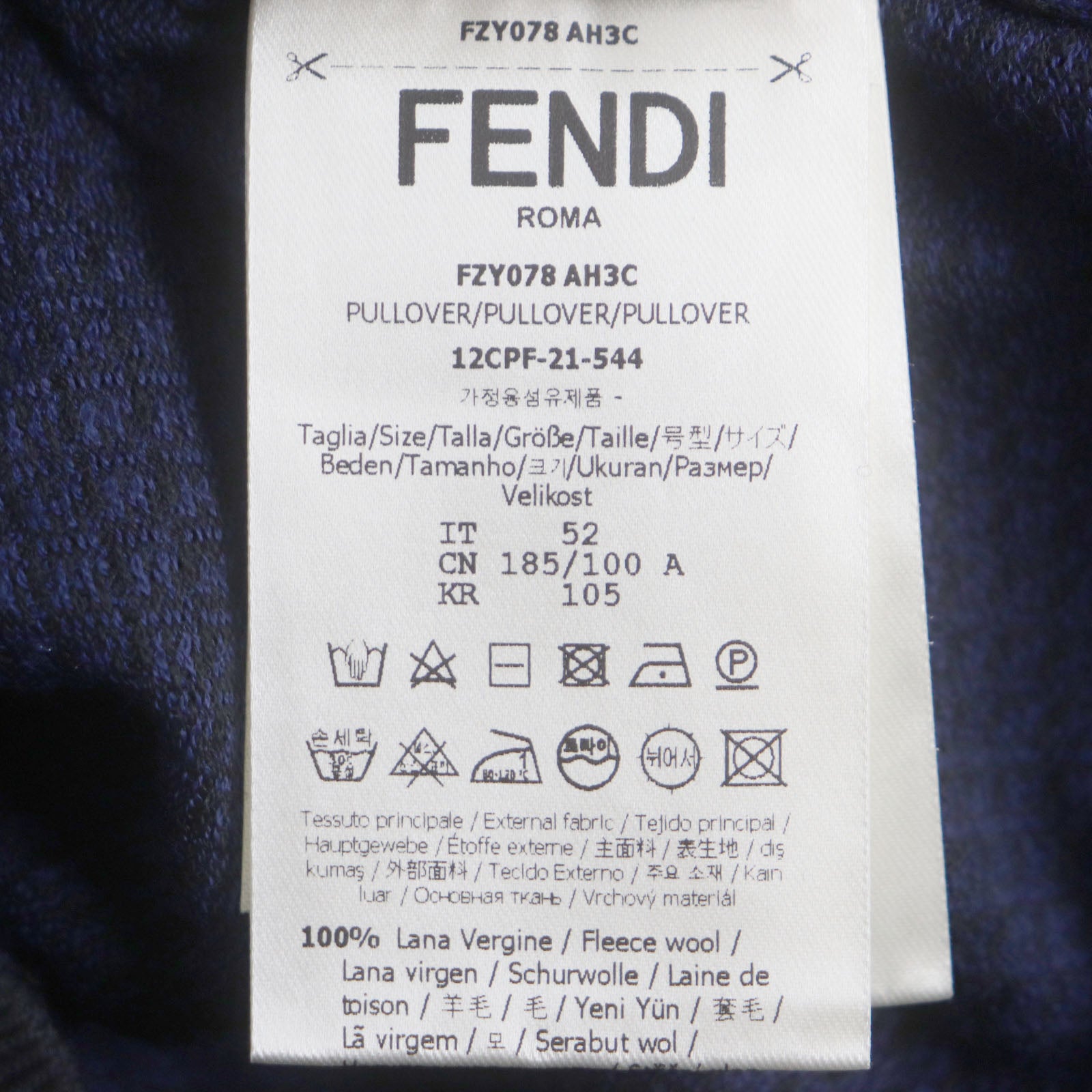 Fendi Wool FF Logo Crew Neck Knit Navy