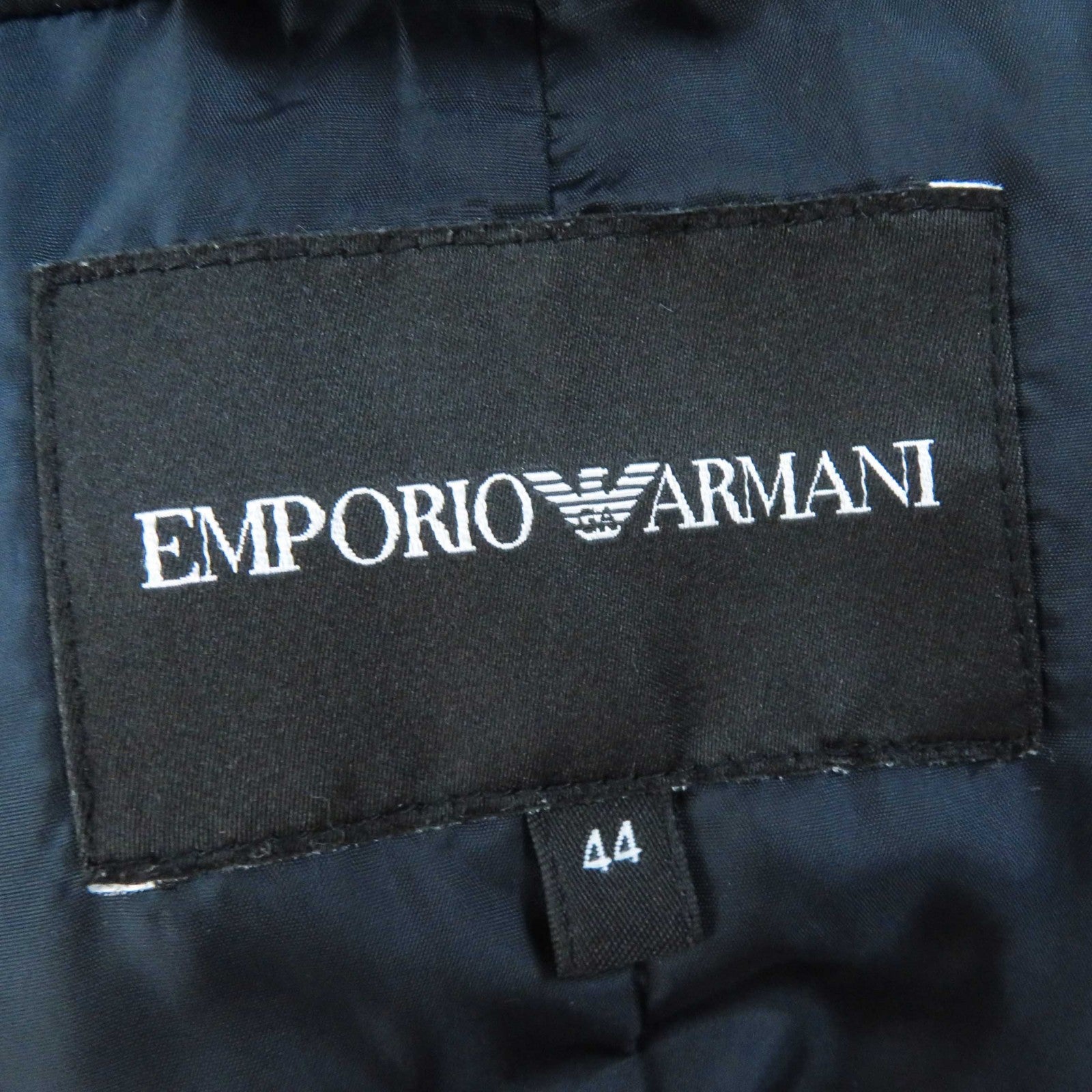 Emporio Armani Hooded Logo Coat Navy Women