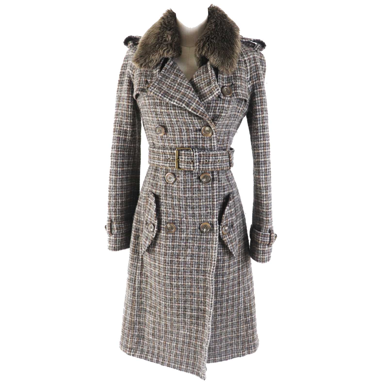 Burberry Wool Double Coat Brown 38 Women