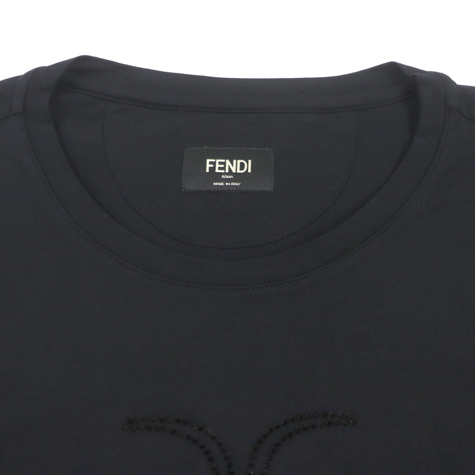 Fendi Monster Rhinestone Cotton T-shirt Black S