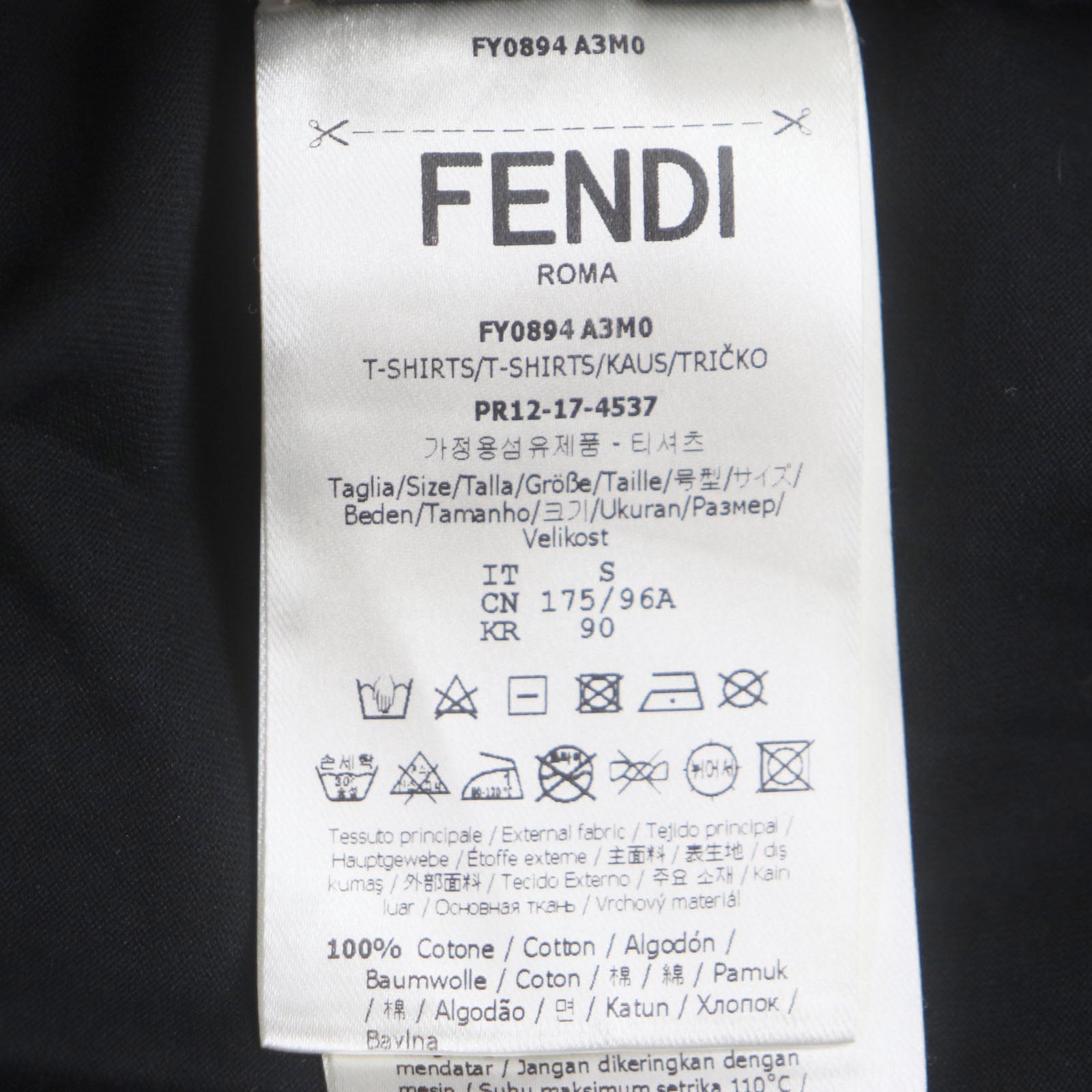 Fendi Monster Rhinestone Cotton T-shirt Black S