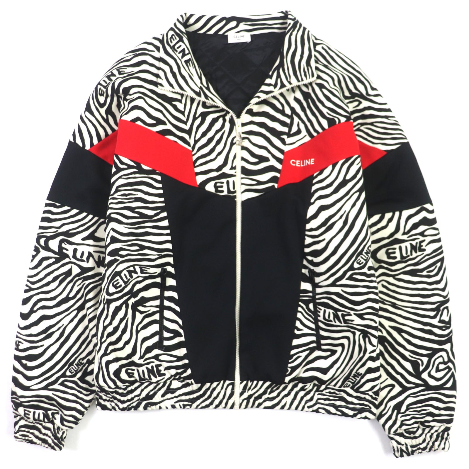 Celine Zebra Pattern Logo Embroidered Track Jacket