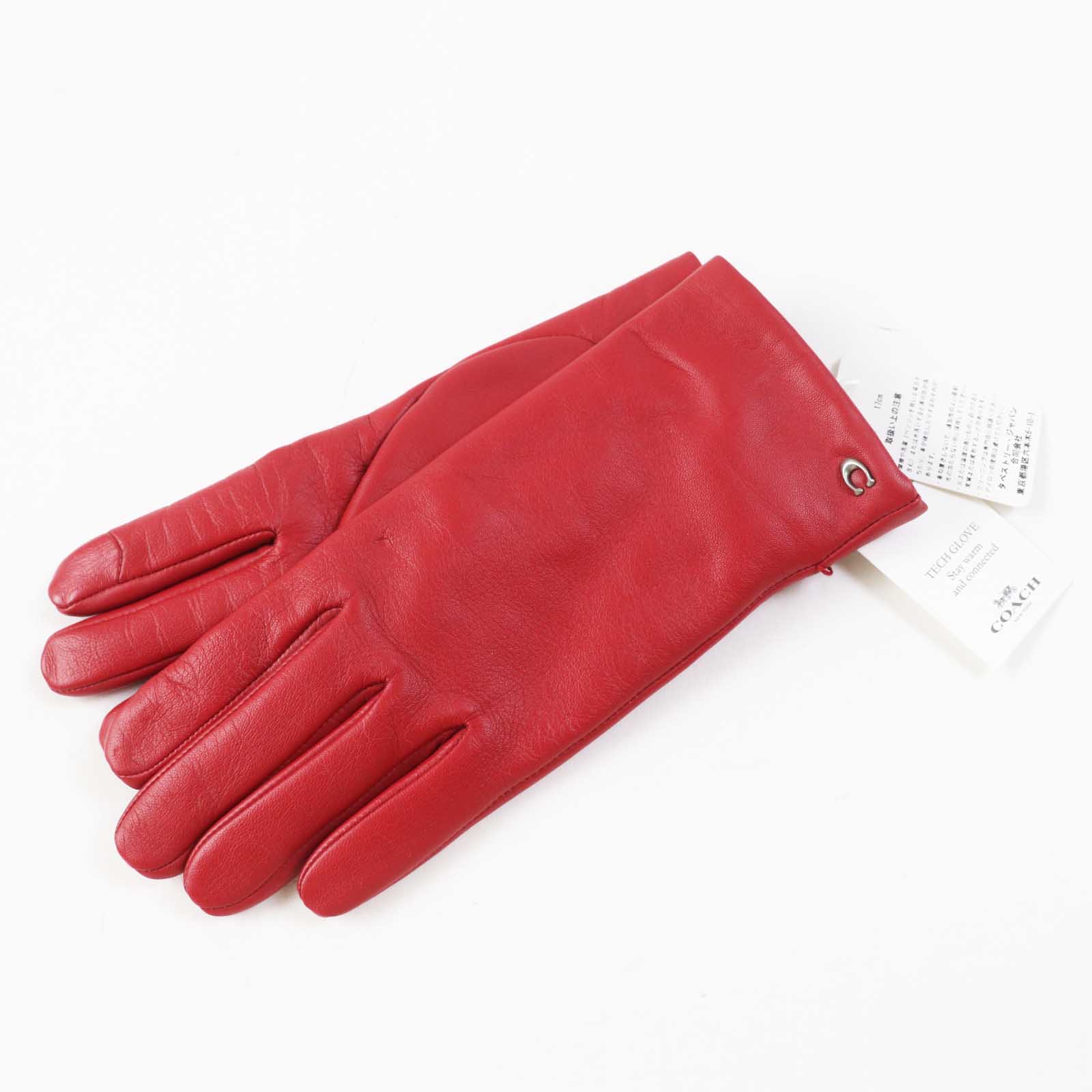 COACH Leather Wool Gloves Red Women