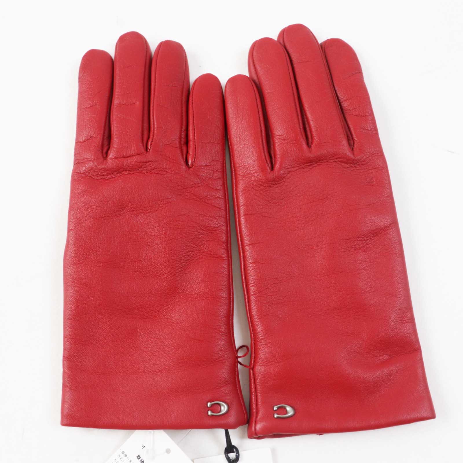 COACH Leather Wool Gloves Red Women