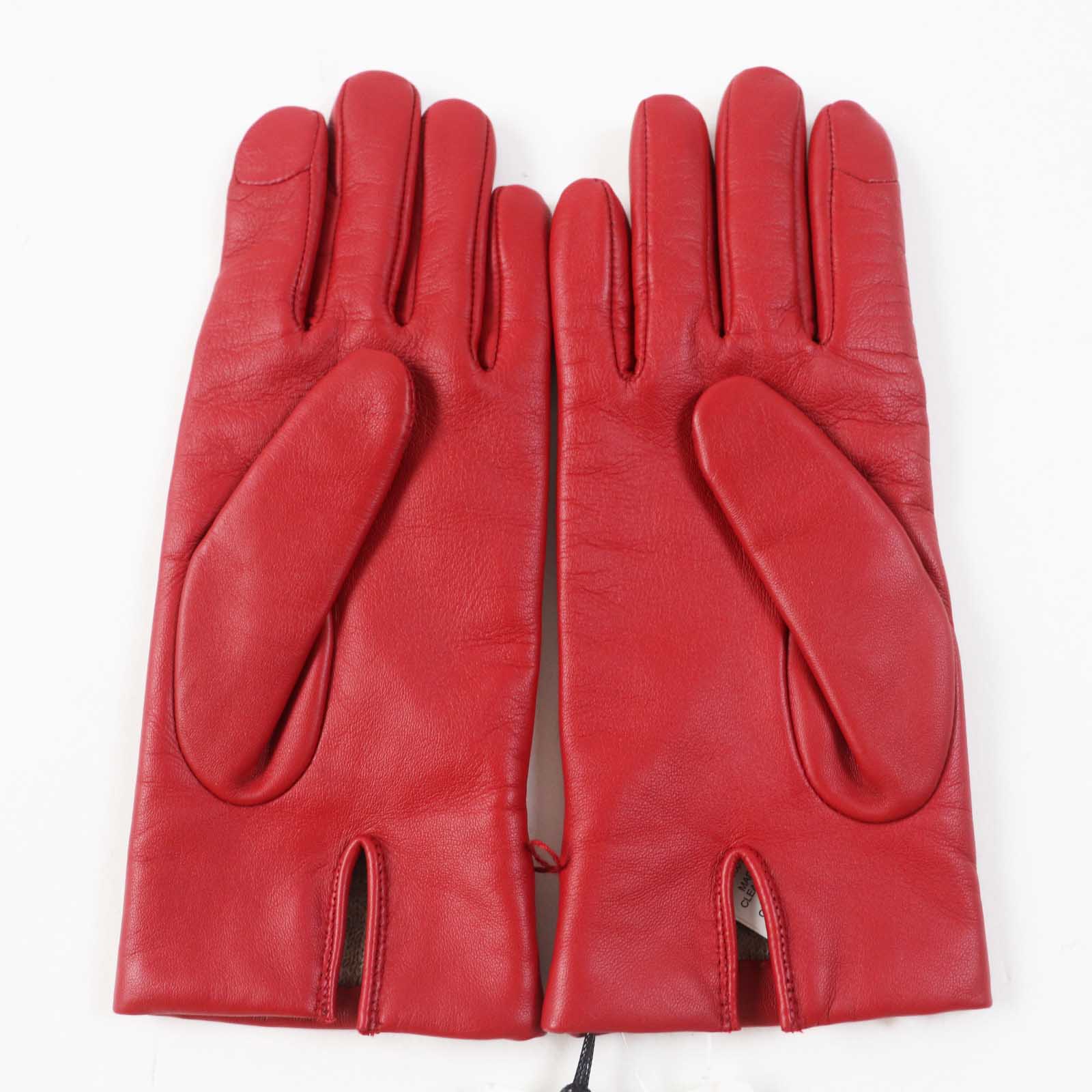 COACH Leather Wool Gloves Red Women