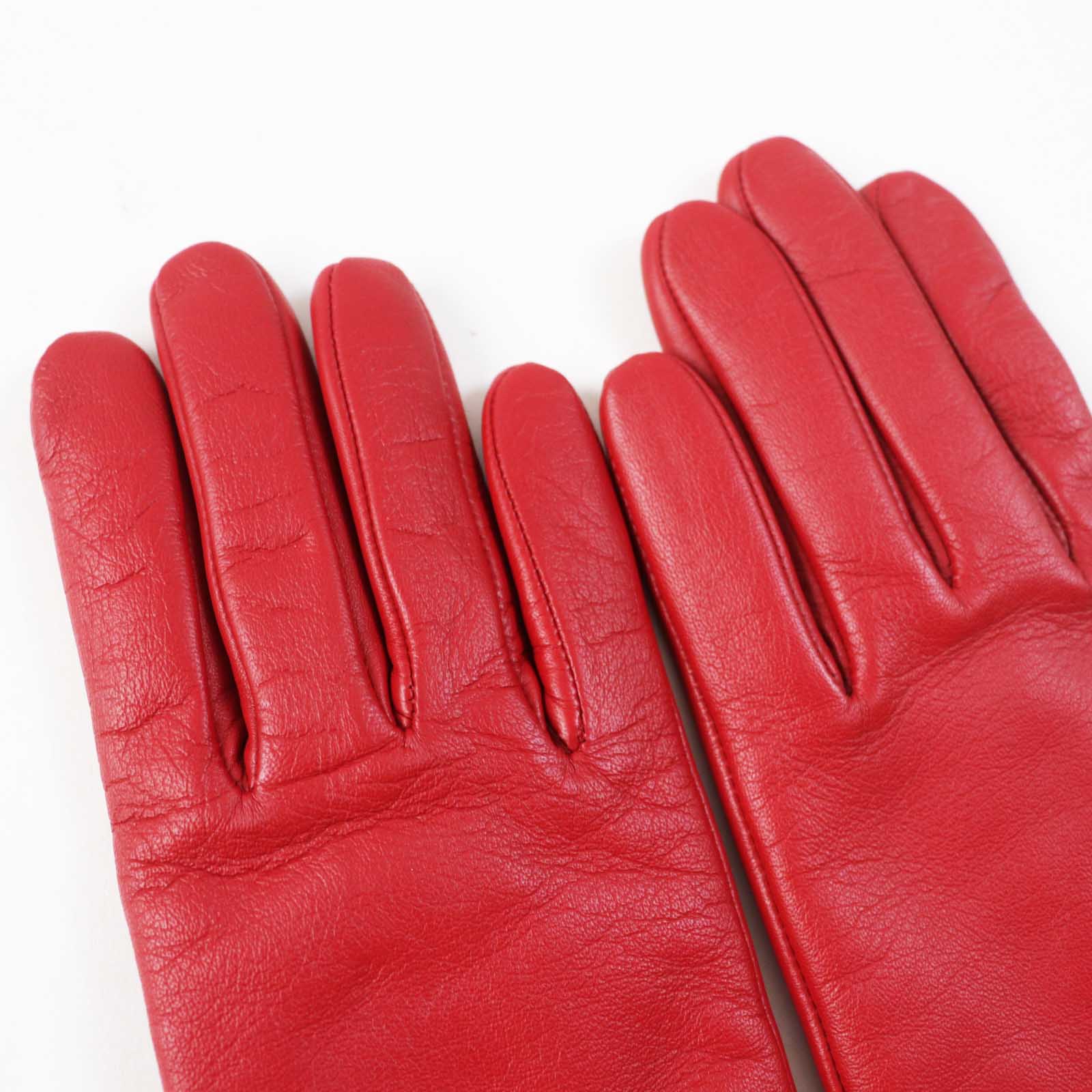 COACH Leather Wool Gloves Red Women