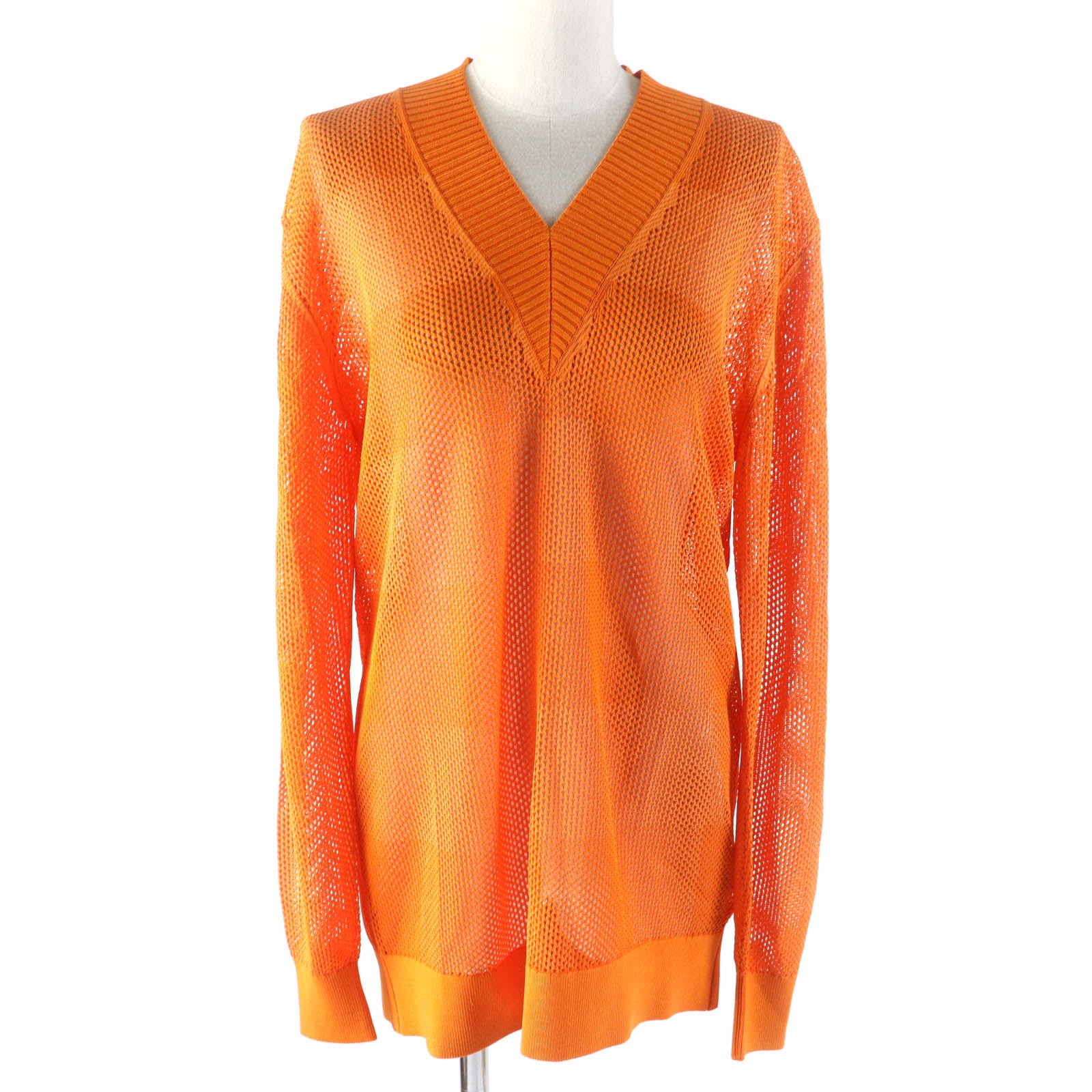 Burberry Nylon Check V-neck Mesh Tunic Orange