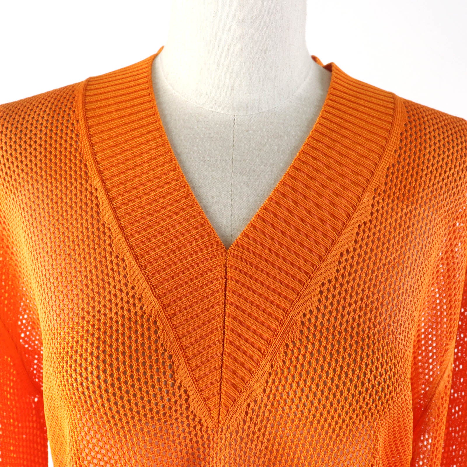 Burberry Nylon Check V-neck Mesh Tunic Orange