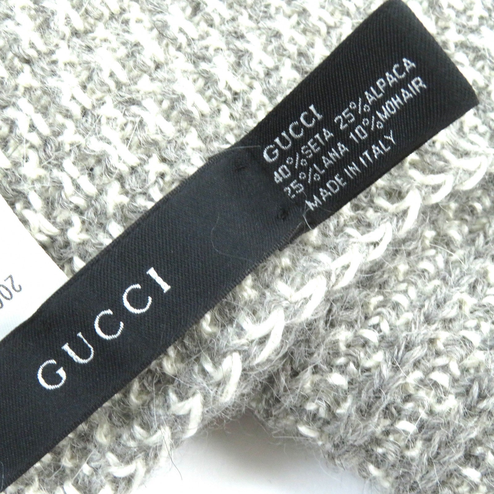 Gucci Silk Alpaca Wool Mohair Logo Knit Scarf