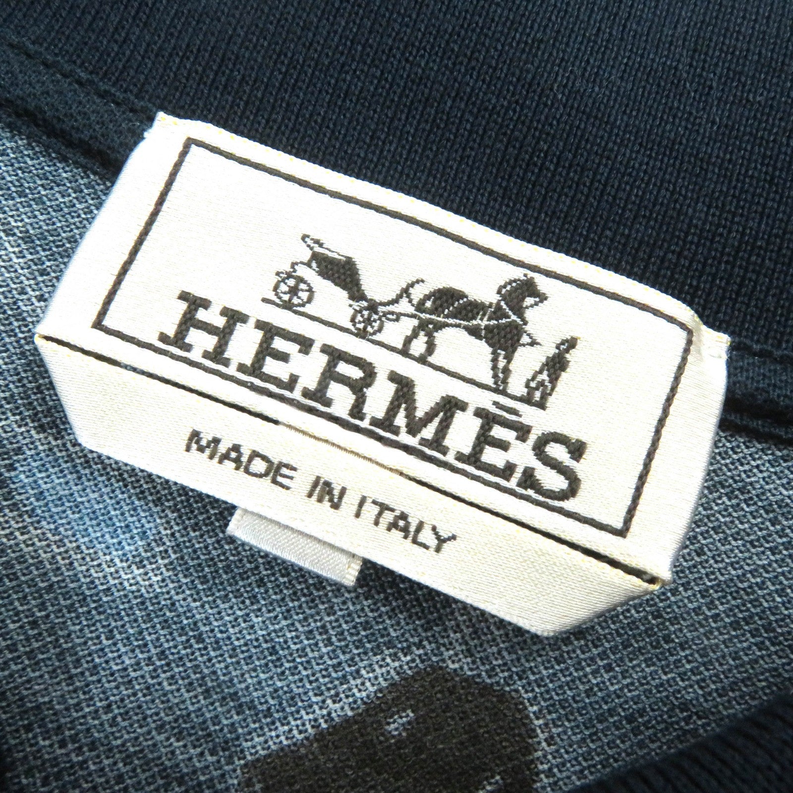 Hermes Cotton Polo Shirt Navy L