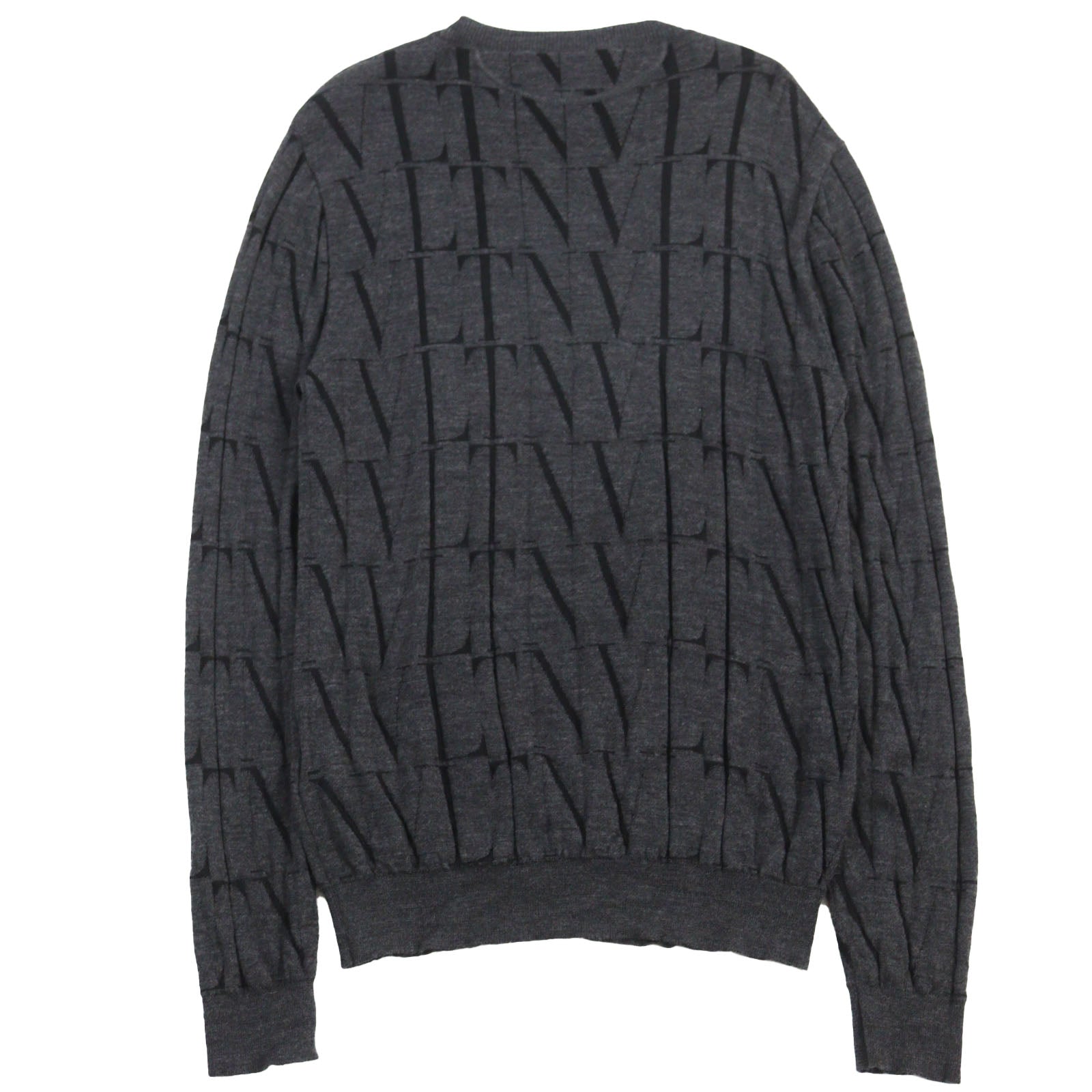 Valentino Wool Viscose VLTN Logo Knit Sweater Gray M