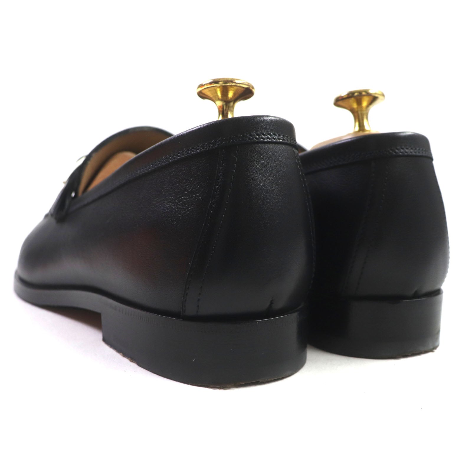 Hermes Leather U-tip H Logo Shoes Black 41.5