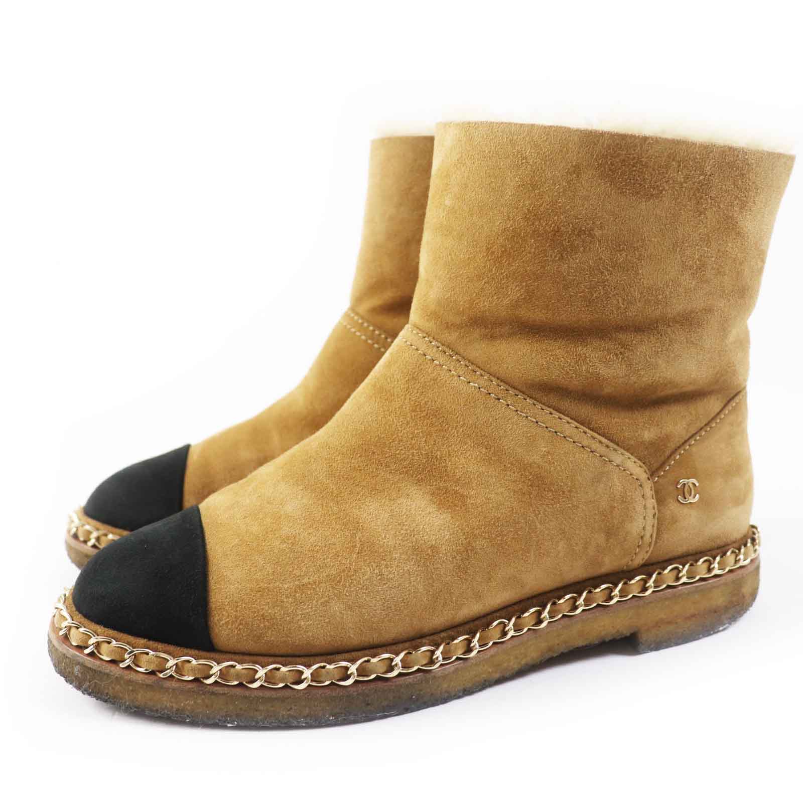 Chanel Suede Mouton Short Boots 37