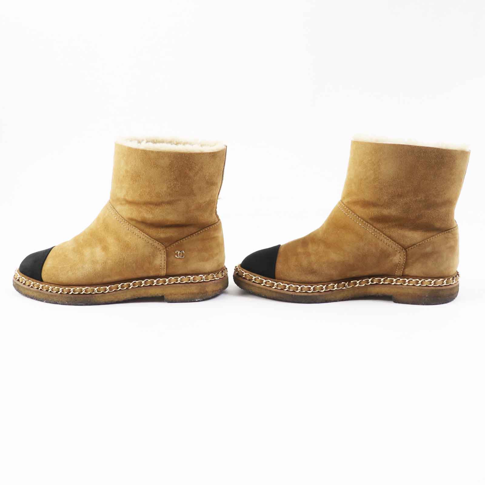 Chanel Suede Mouton Short Boots 37