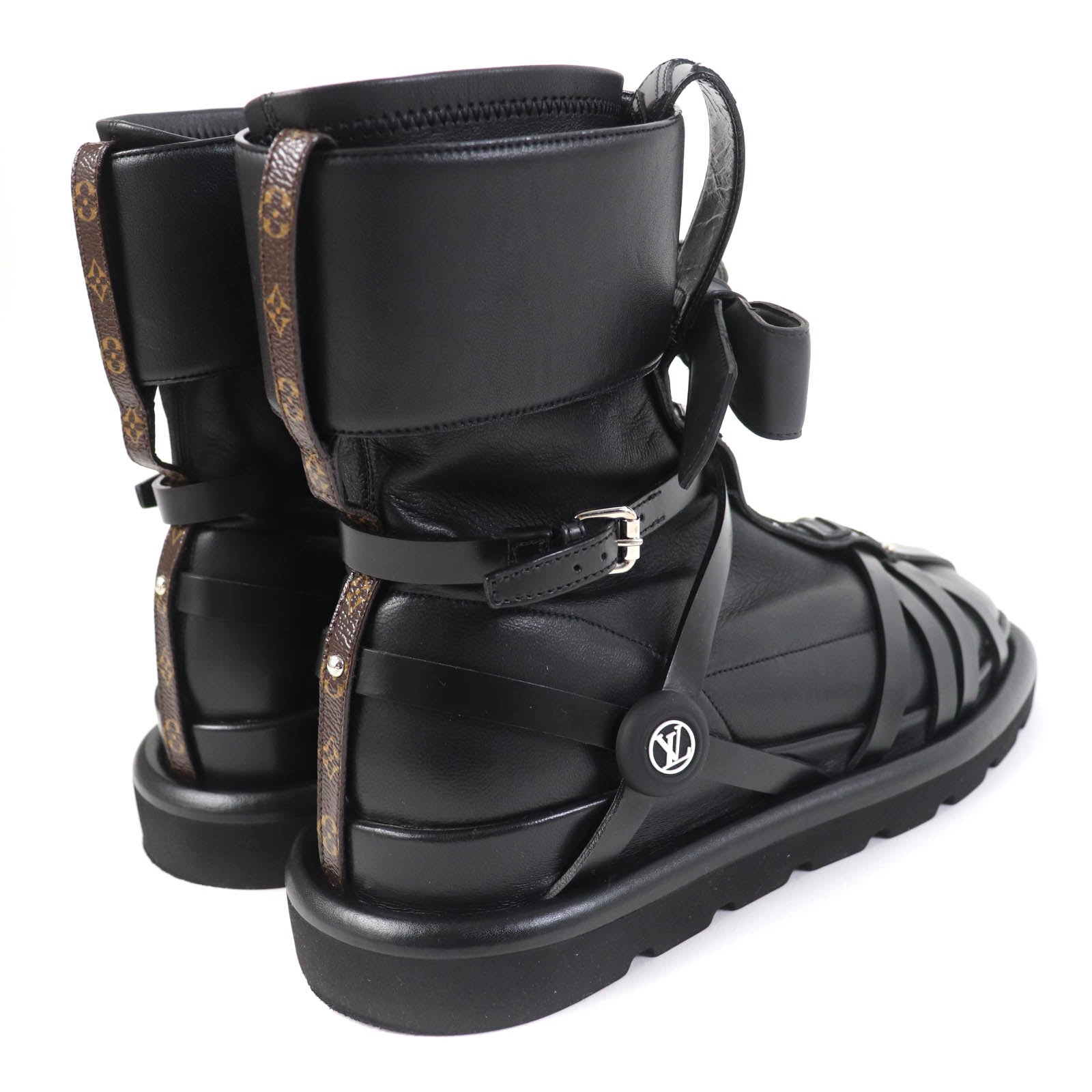 Louis Vuitton Monogram Leather Short Boots Black