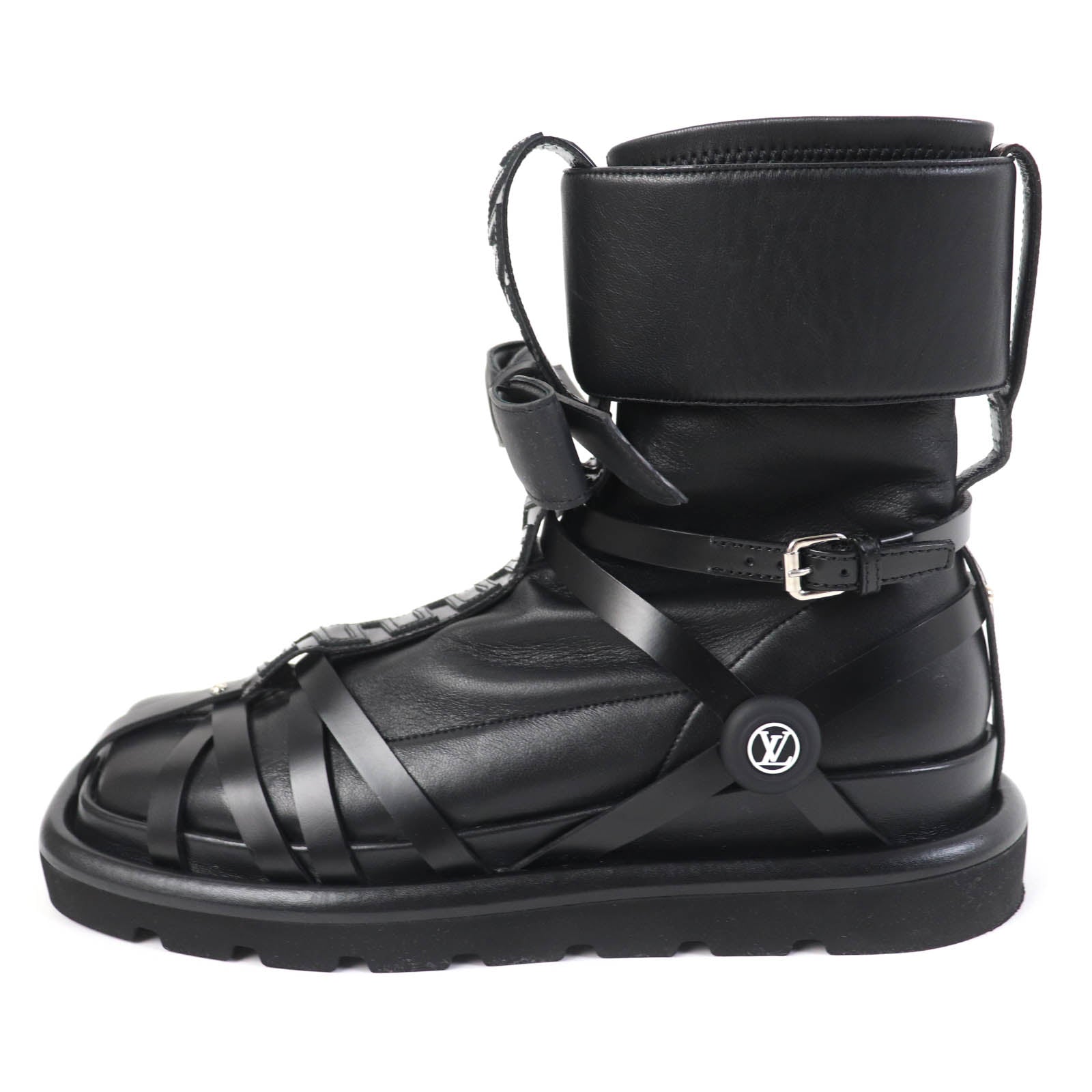 Louis Vuitton Monogram Leather Short Boots Black