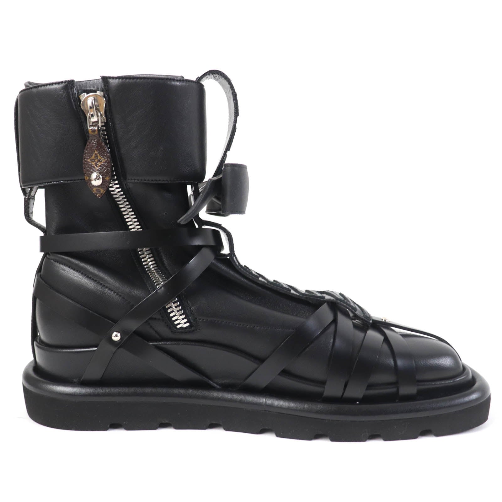 Louis Vuitton Monogram Leather Short Boots Black