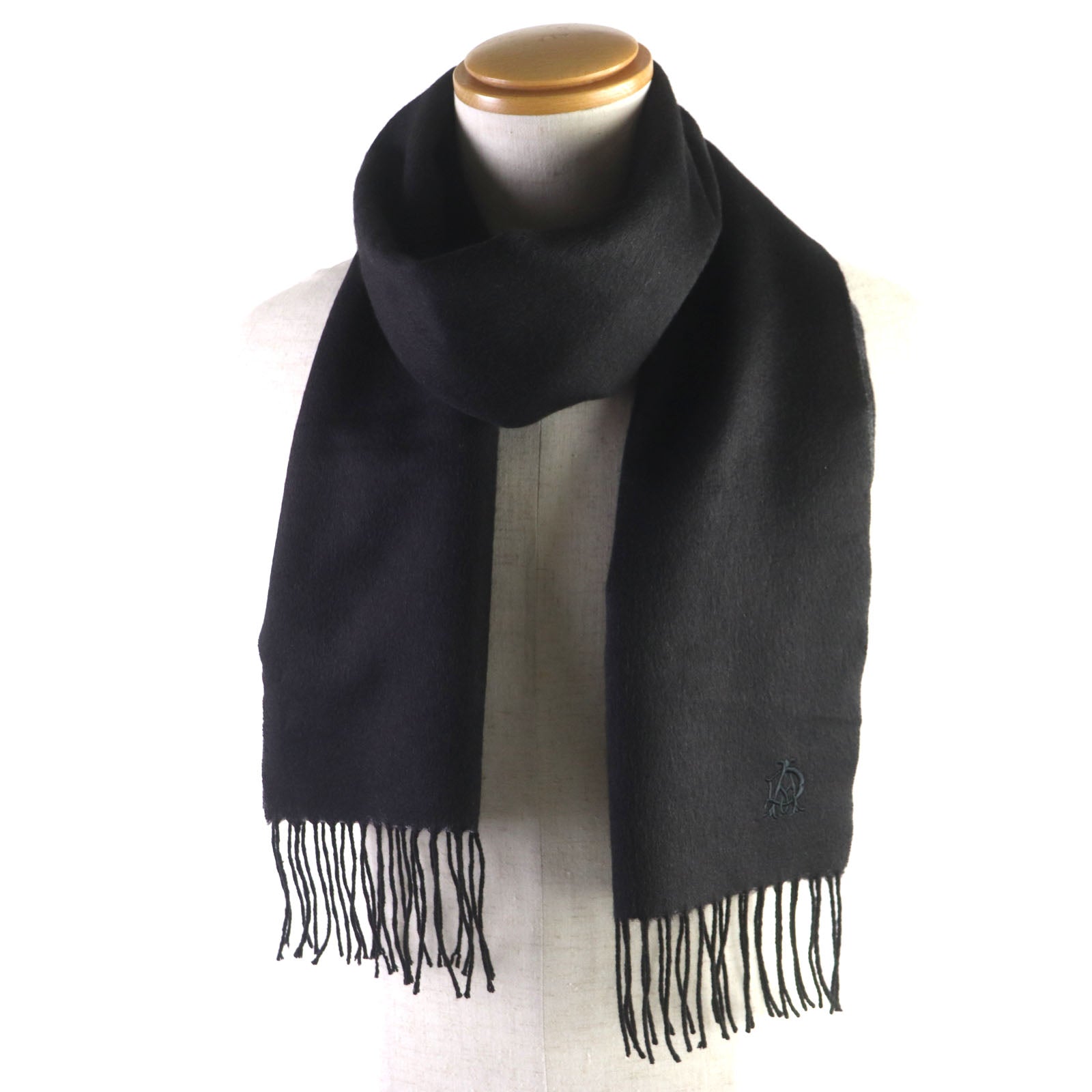 Dunhill Silk Cashmere Reversible Scarf Black Grey