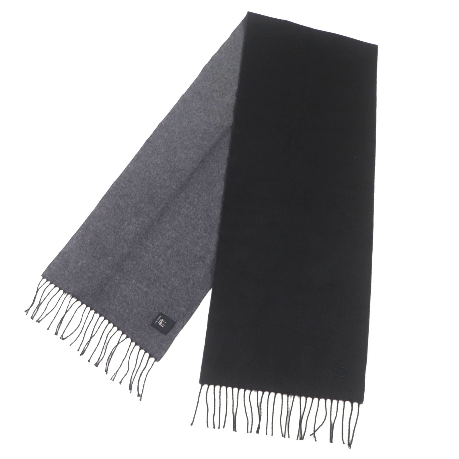 Dunhill Silk Cashmere Reversible Scarf Black Grey