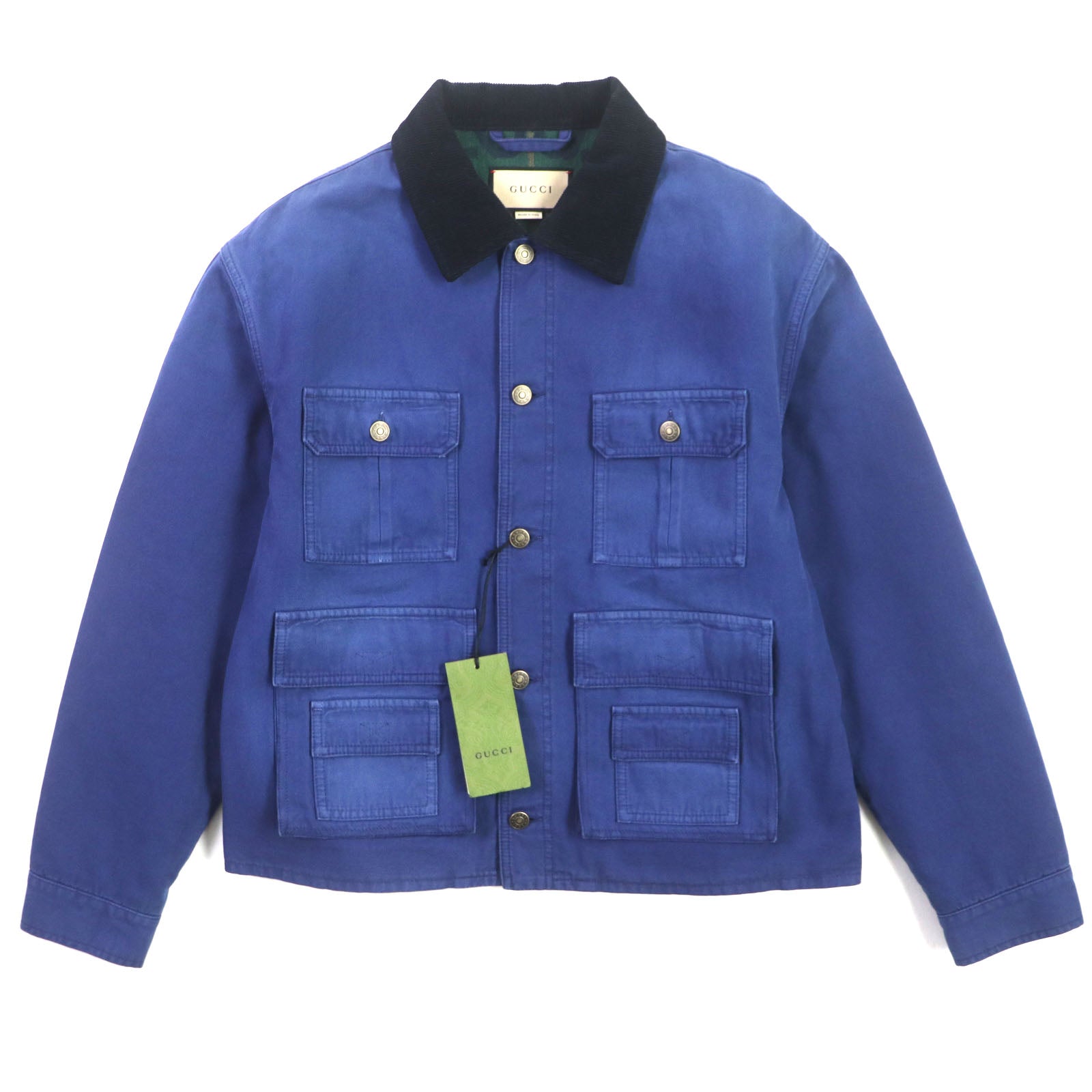 GUCCI Corduroy Collar GG Check Padded Jacket