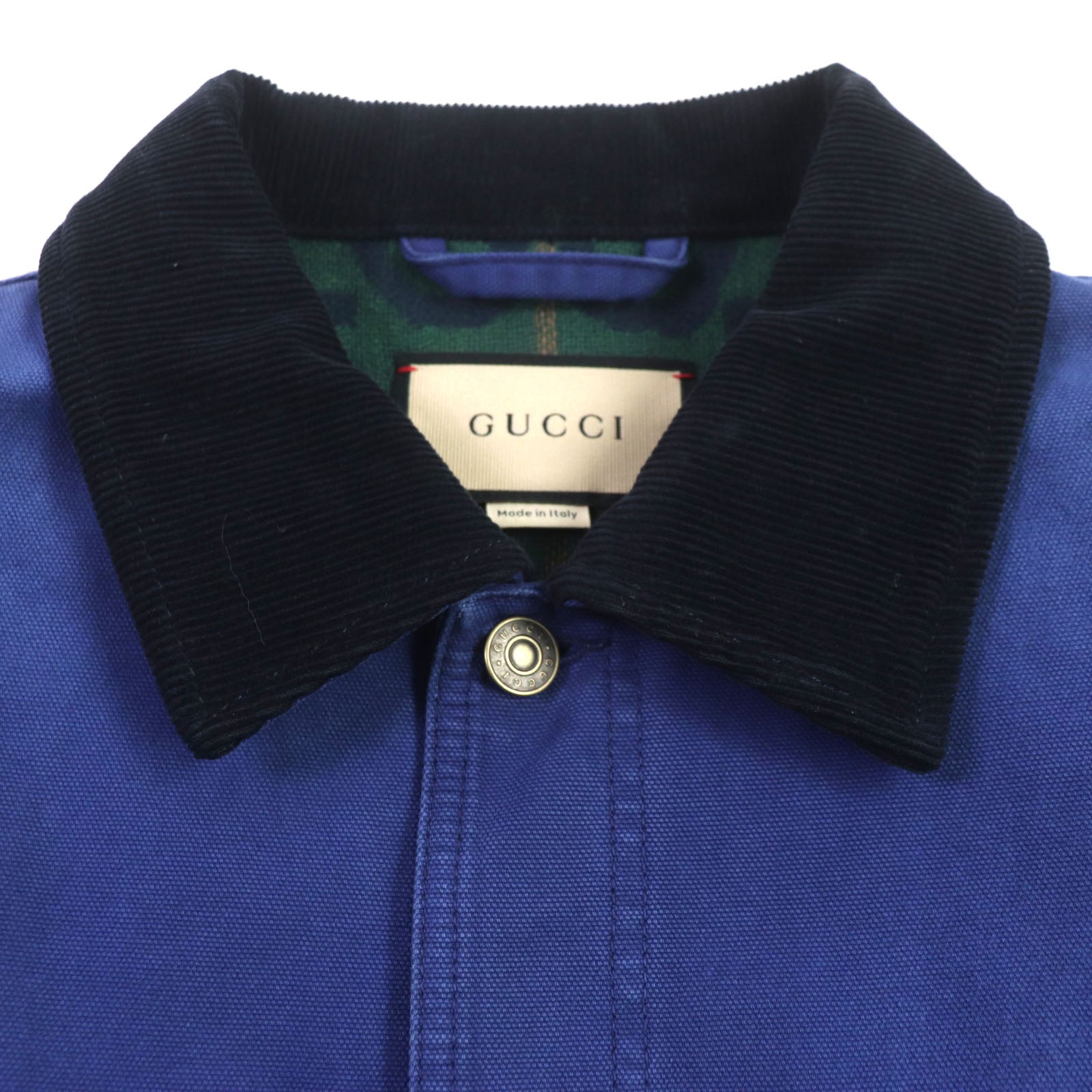 GUCCI Corduroy Collar GG Check Padded Jacket