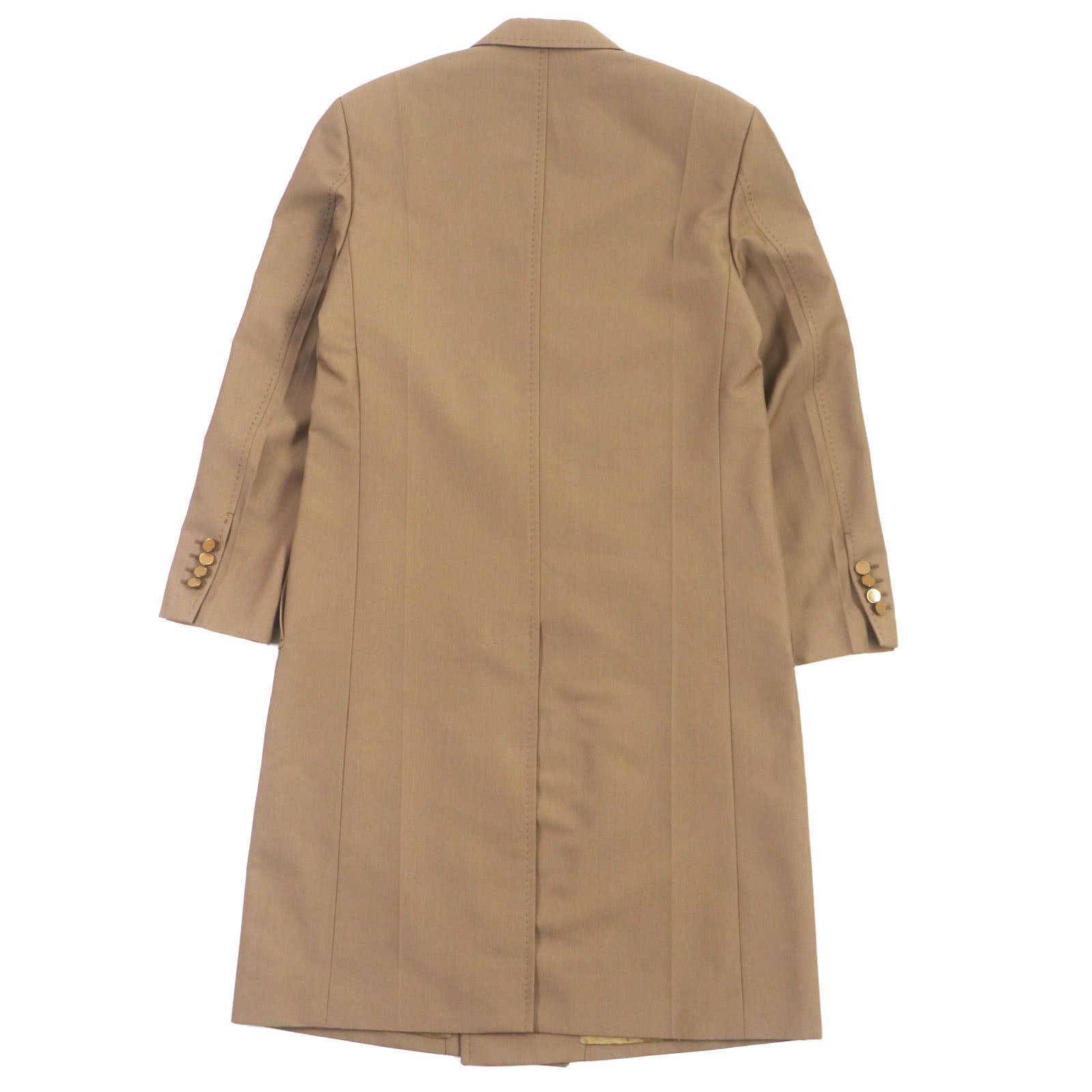 Louis Vuitton Wool Polyester Logo Button Long Coat Brown