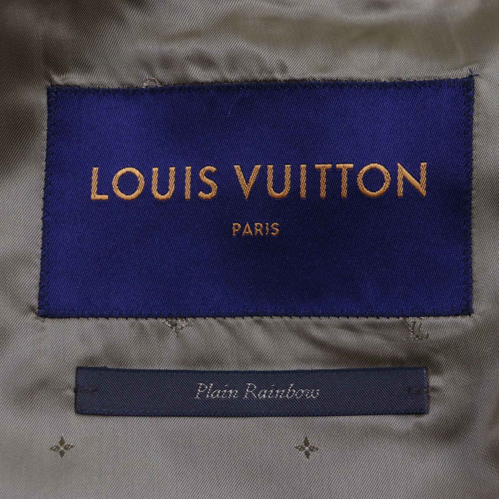 Louis Vuitton Wool Polyester Logo Button Long Coat Brown