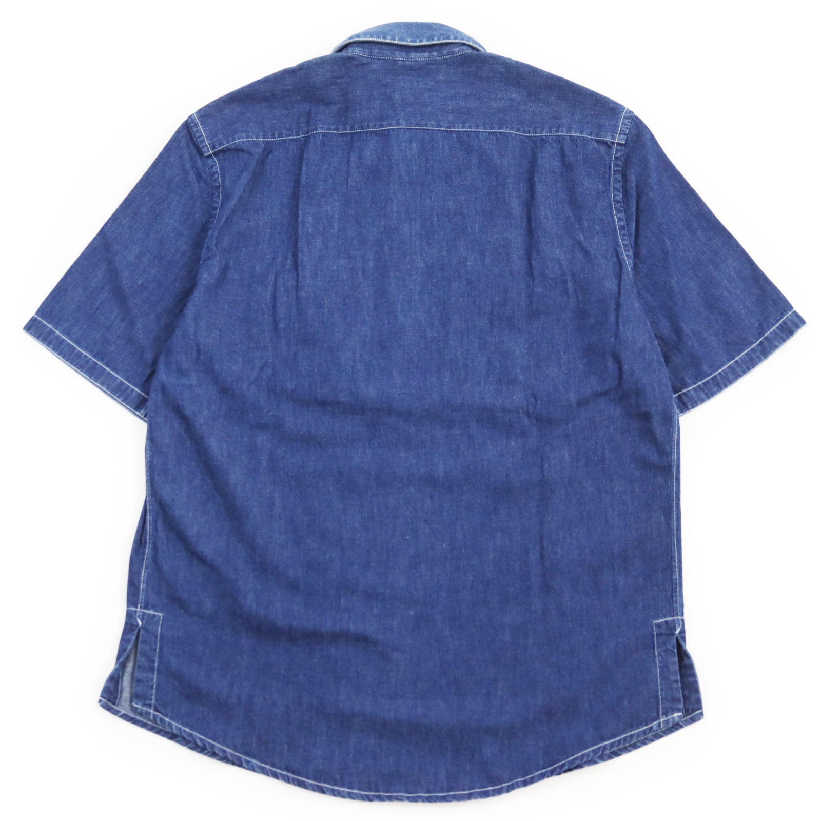 HERMES Cotton Half-Zip Denim Shirt Indigo