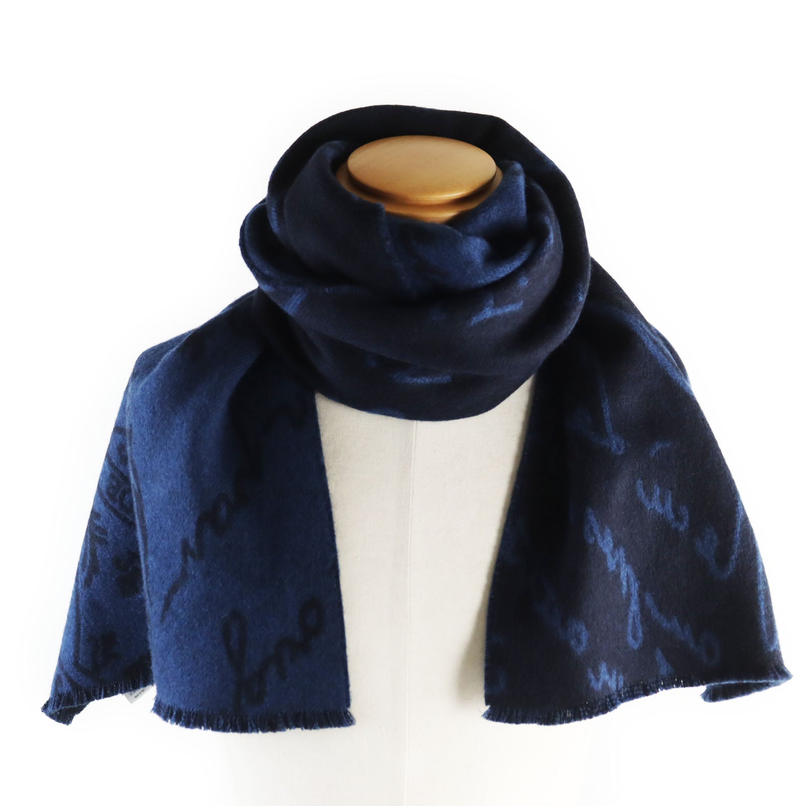 Berluti Wool Calligraphy Scritto Fringe Scarf