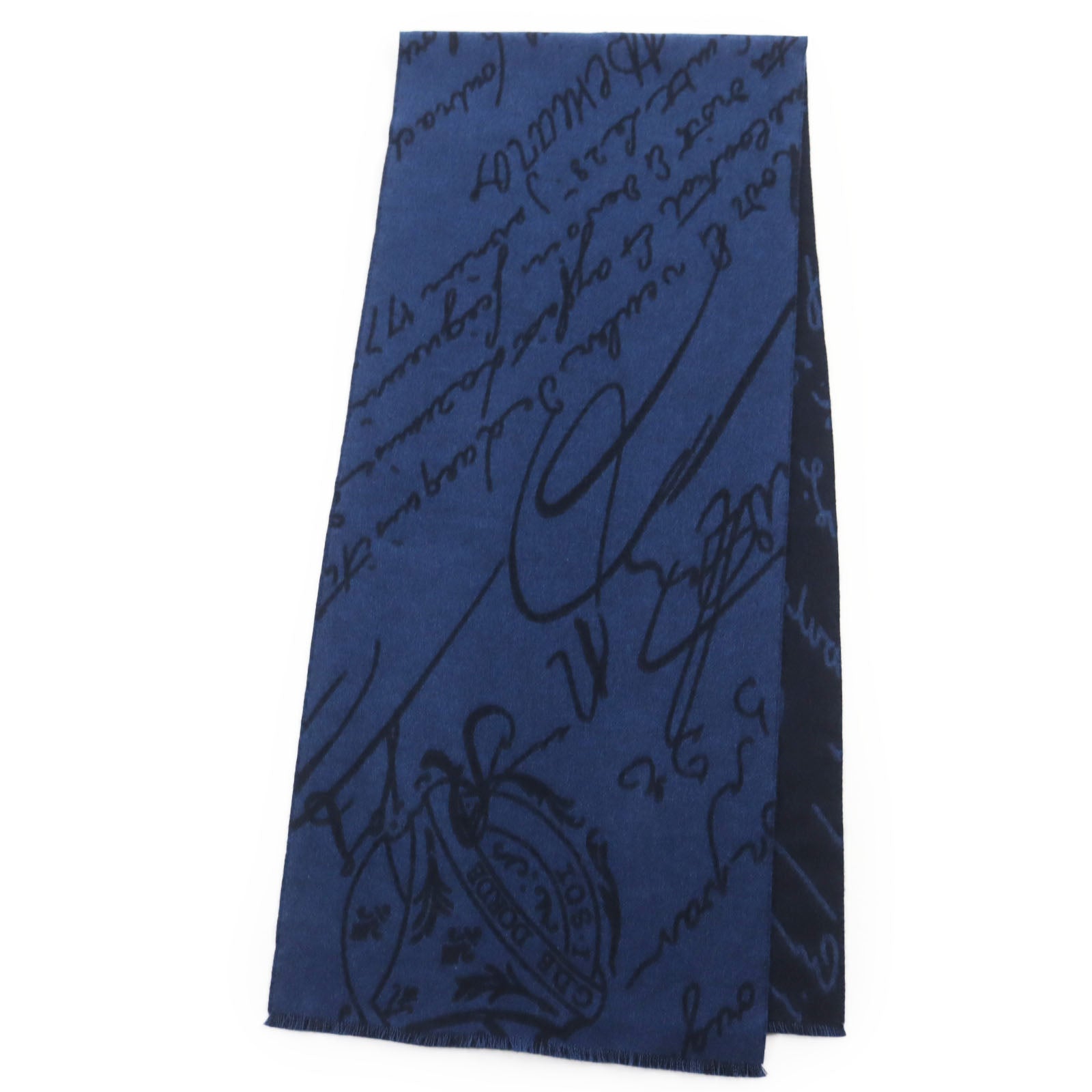 Berluti Wool Calligraphy Scritto Fringe Scarf