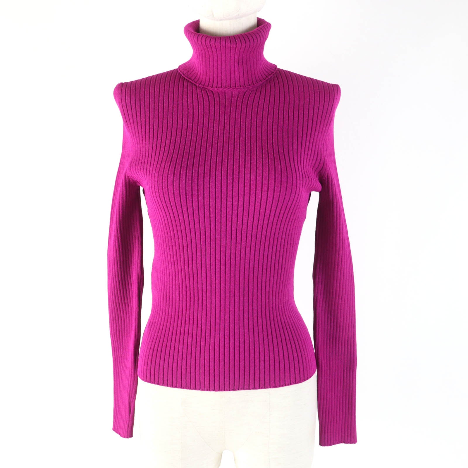 GUCCI Turtleneck Ribbed Knit Purple S Women