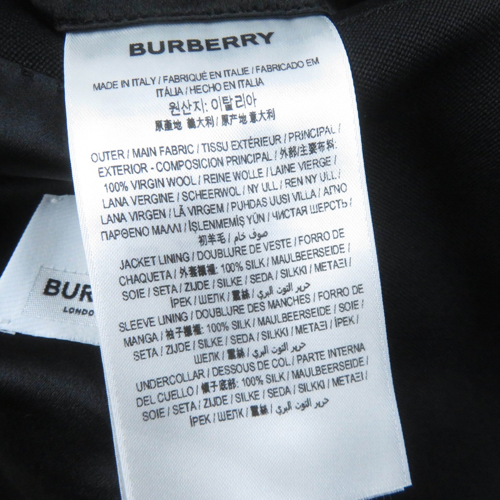 Burberry Virgin Wool Silk Tailored Jacket Black 36