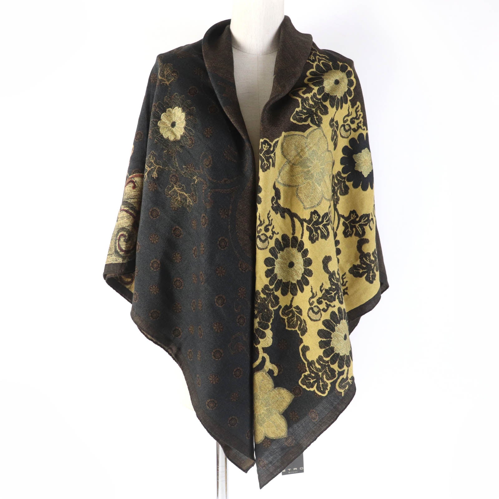 ETRO Wool Silk Large Shawl with Pattern