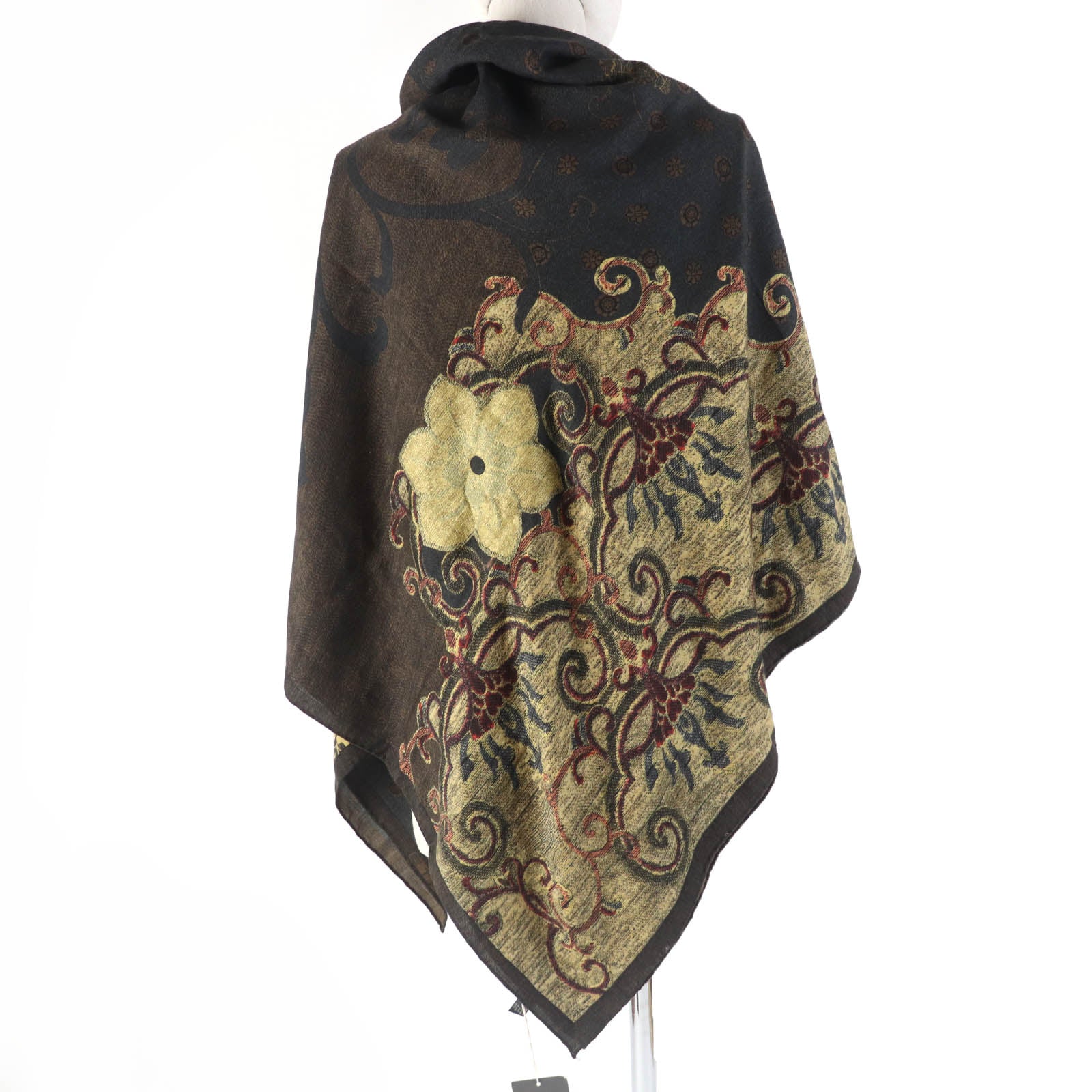 ETRO Wool Silk Large Shawl with Pattern