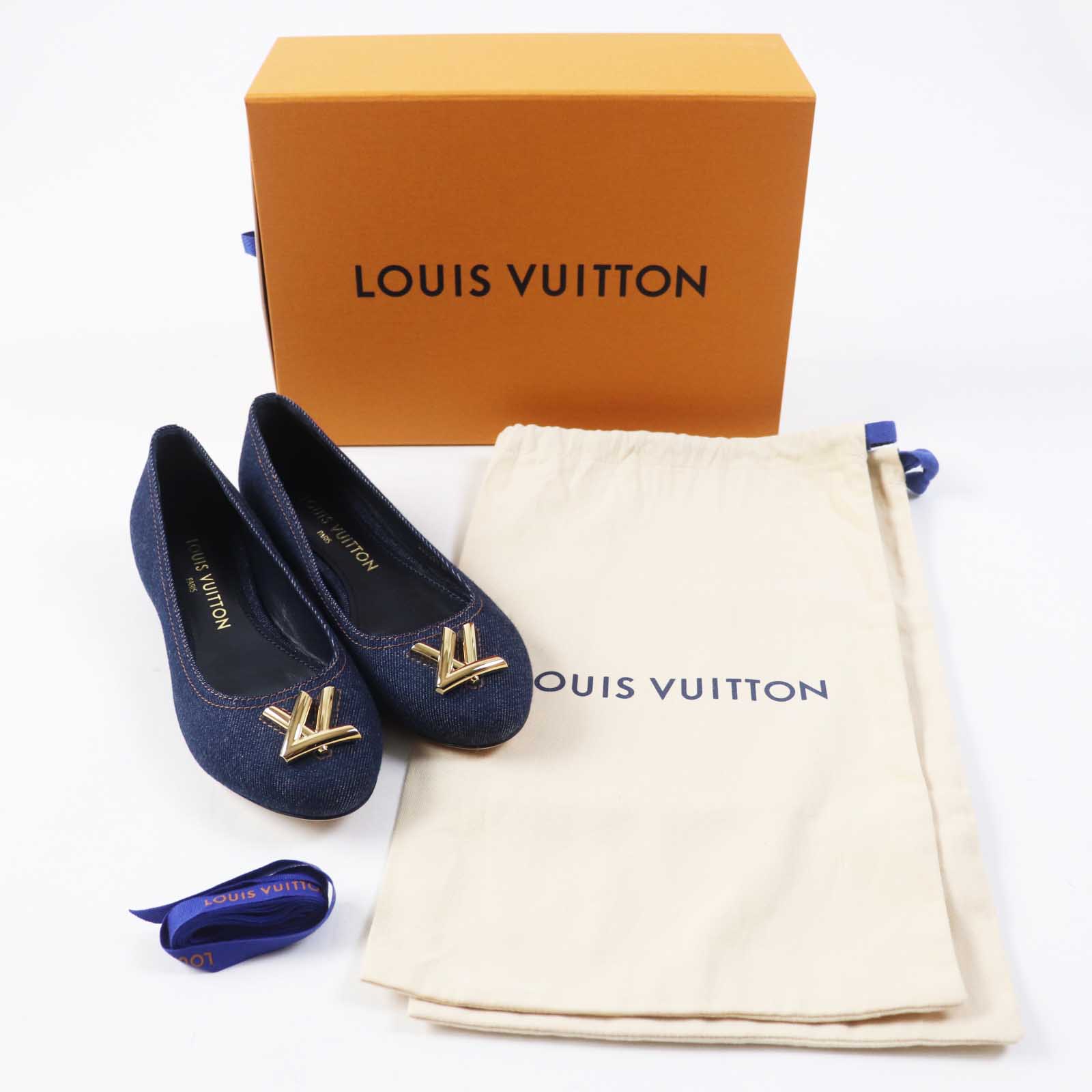 Louis Vuitton Denim Leather Ballerina Shoes