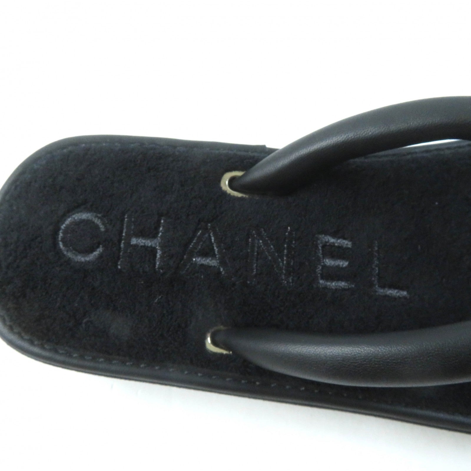 Chanel Leather Thong Sandals Black 39