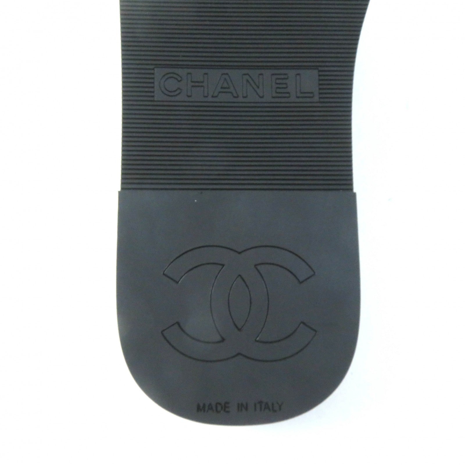 Chanel Leather Thong Sandals Black 39