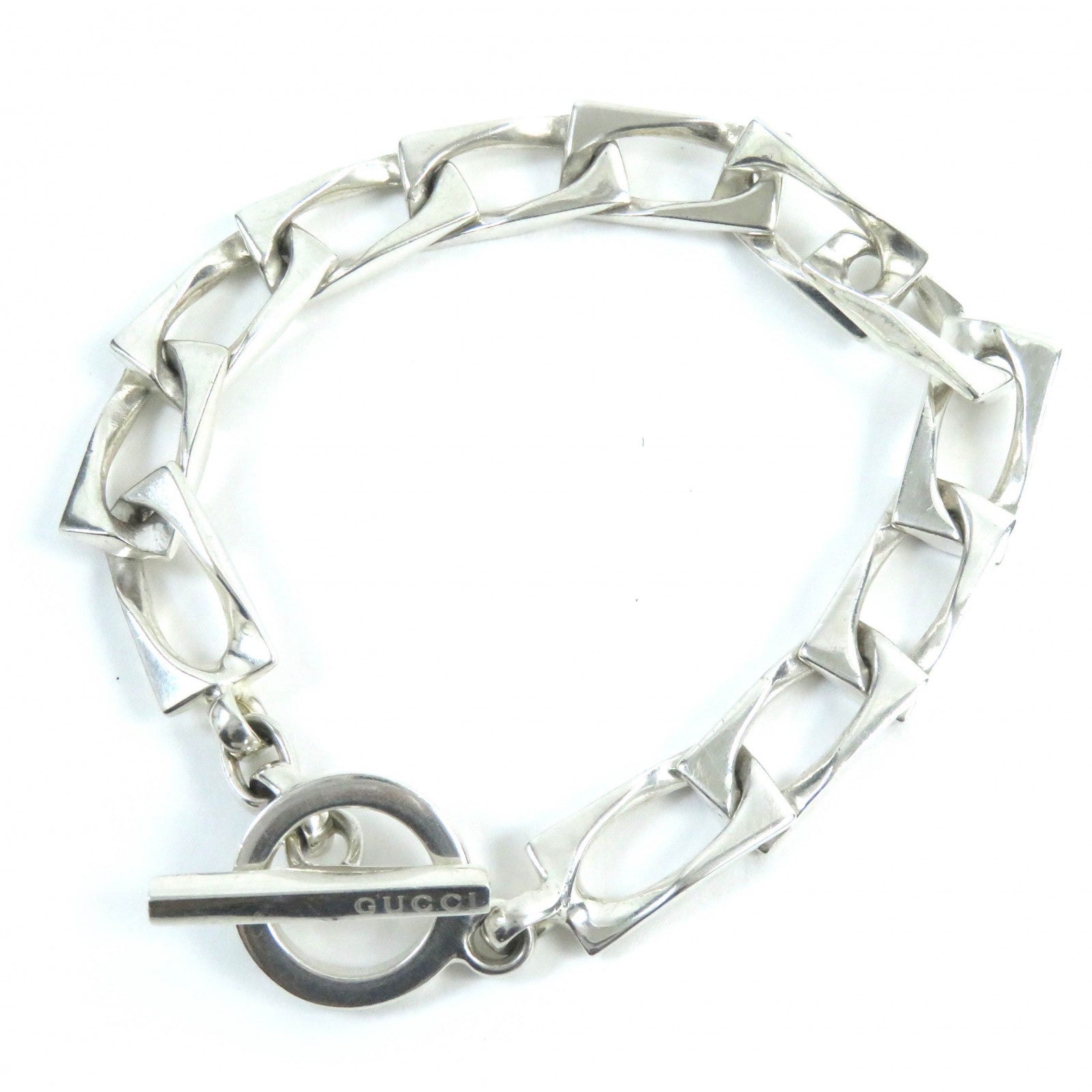 GUCCI Figaro Chain Bracelet T-bar Silver