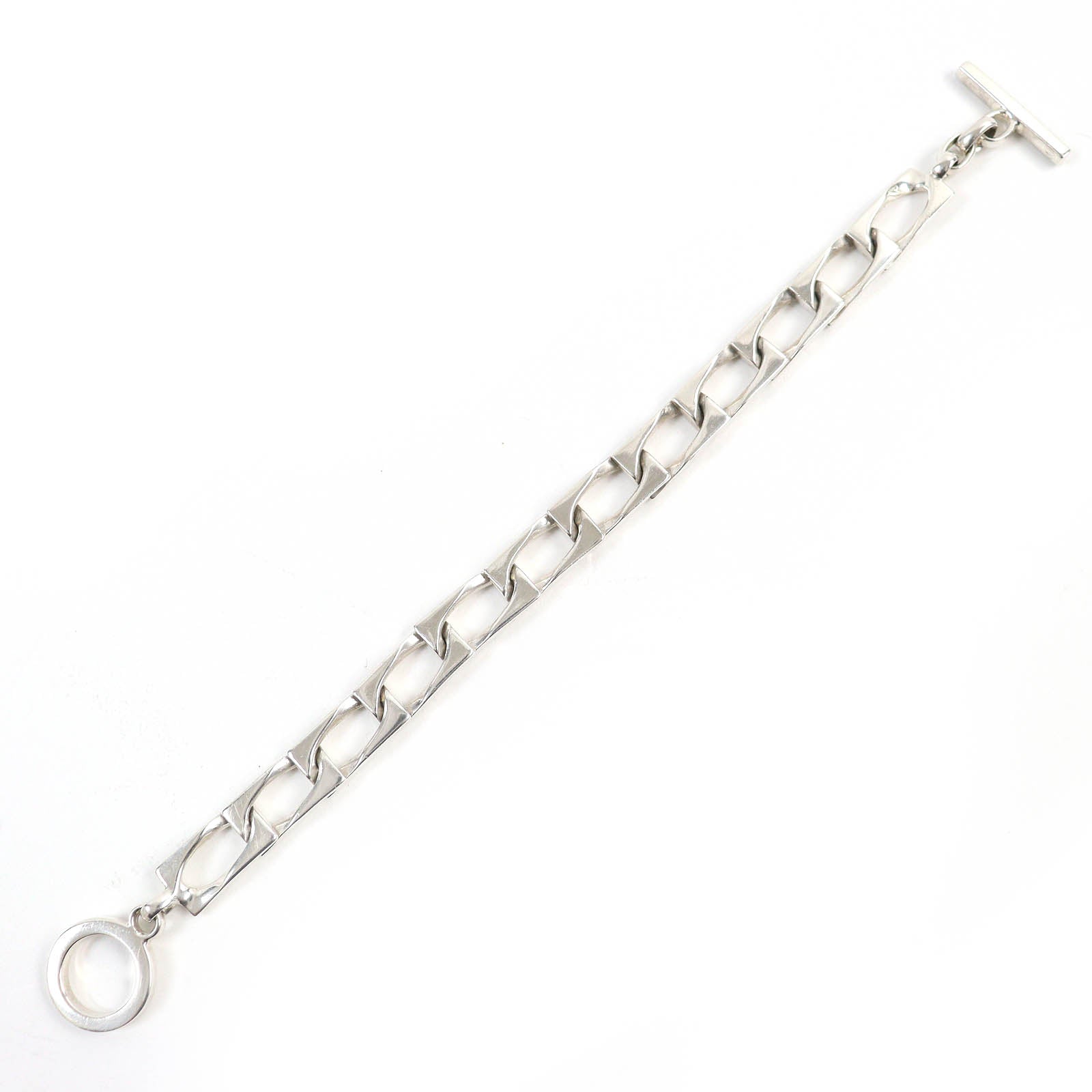 GUCCI Figaro Chain Bracelet T-bar Silver