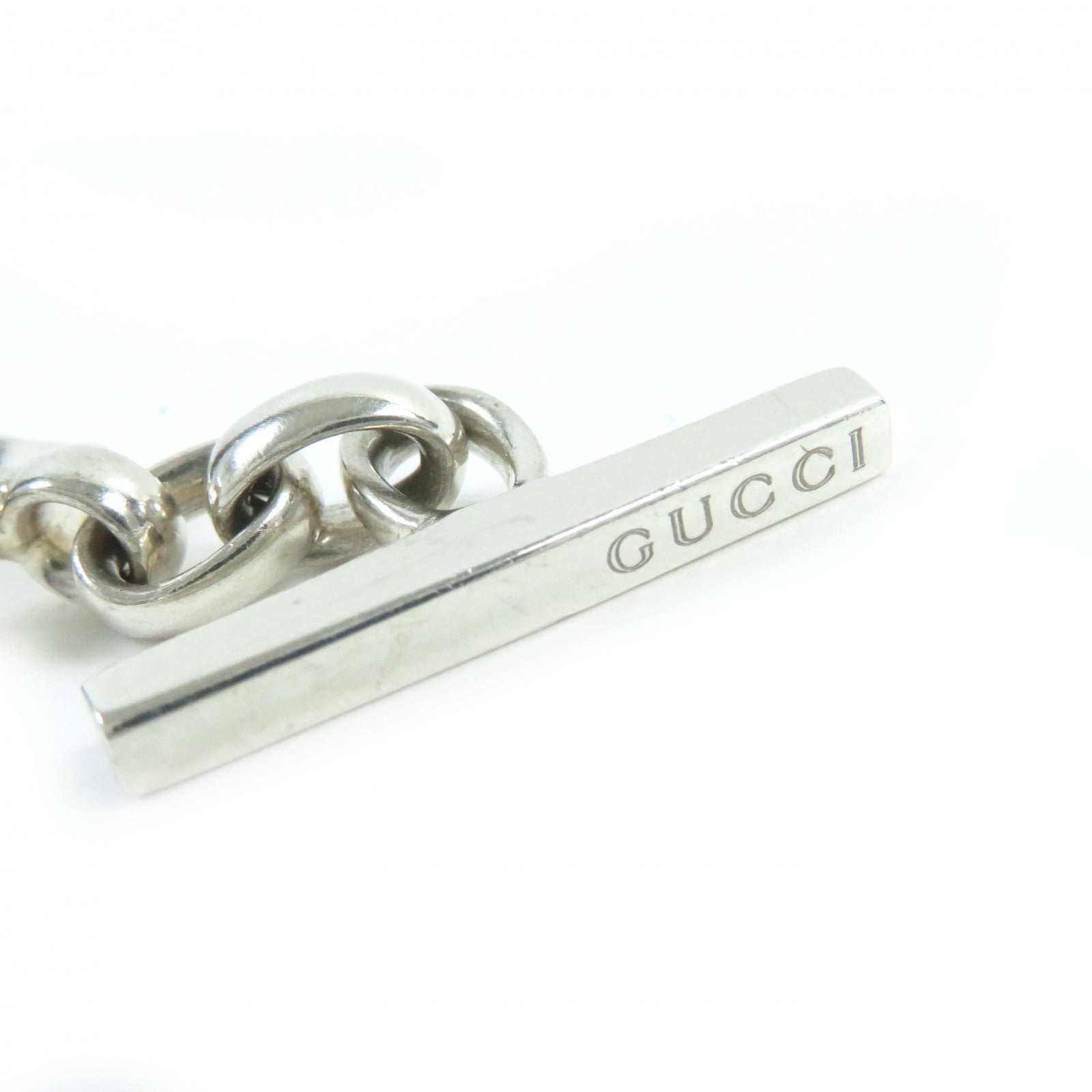 GUCCI Figaro Chain Bracelet T-bar Silver