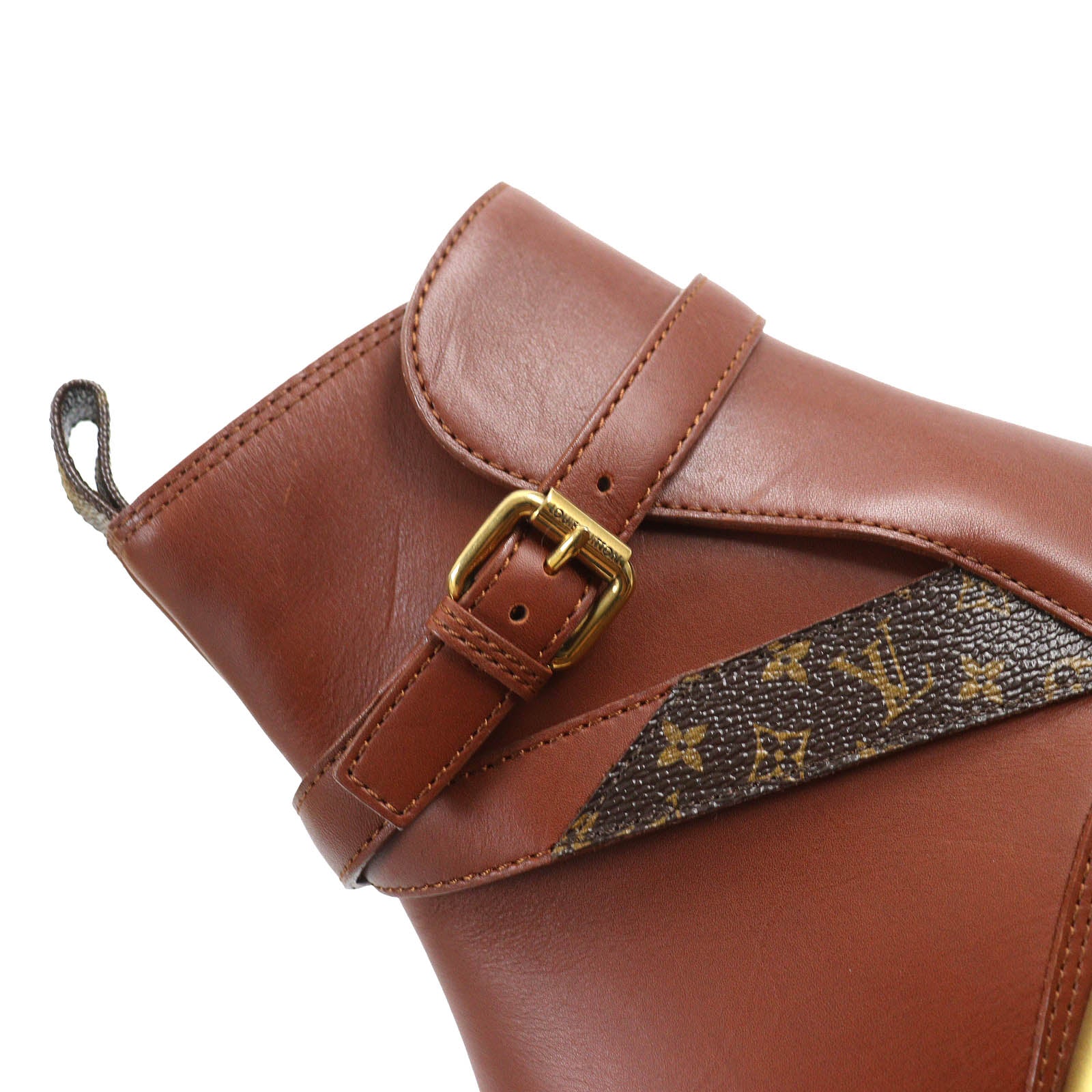 Louis Vuitton Monogram Leather Ankle Boots Brown