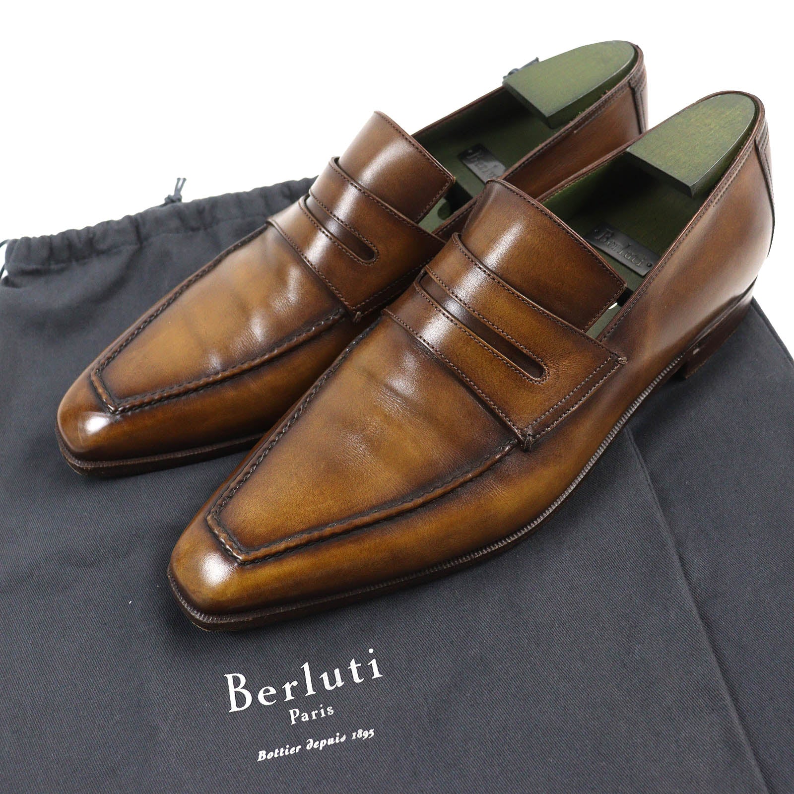 Berluti Andy Scritto Leather Loafers Brown