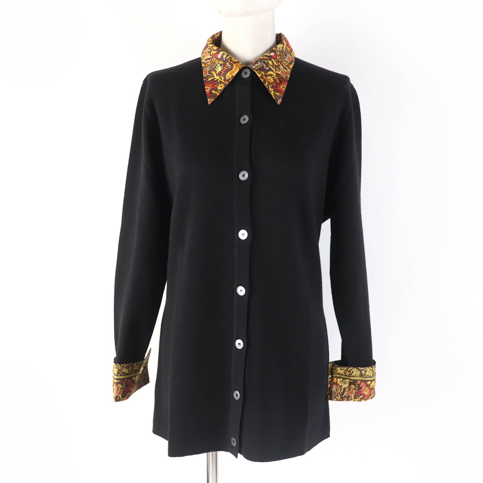 HERMES Indian Hunting Wool Silk Knit Cardigan S