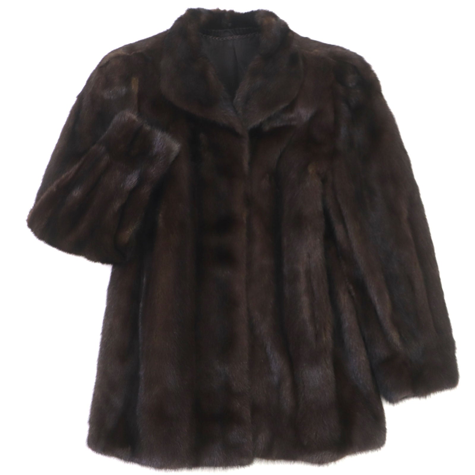 Genuine Mink Fur Coat Dark Brown Women