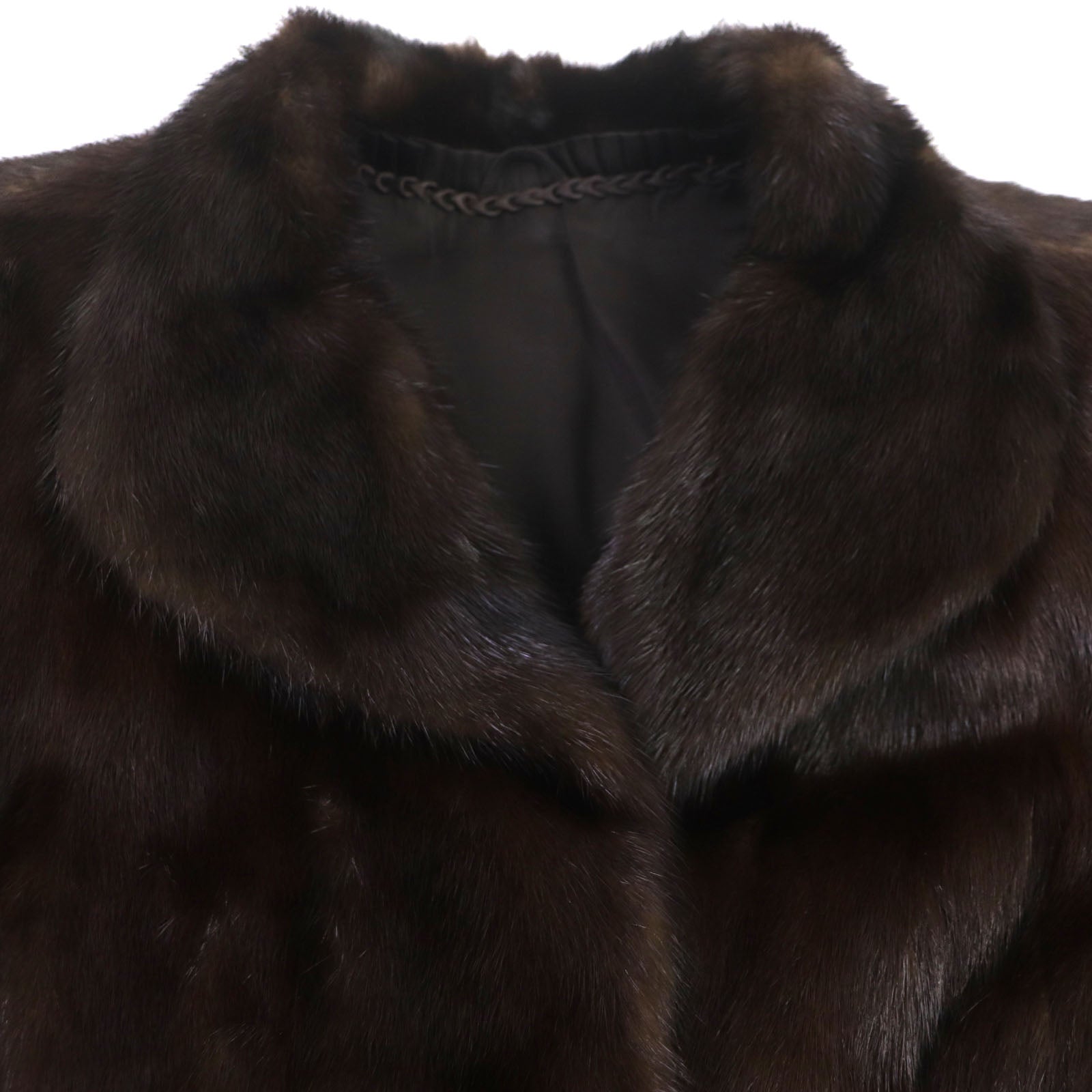 Genuine Mink Fur Coat Dark Brown Women