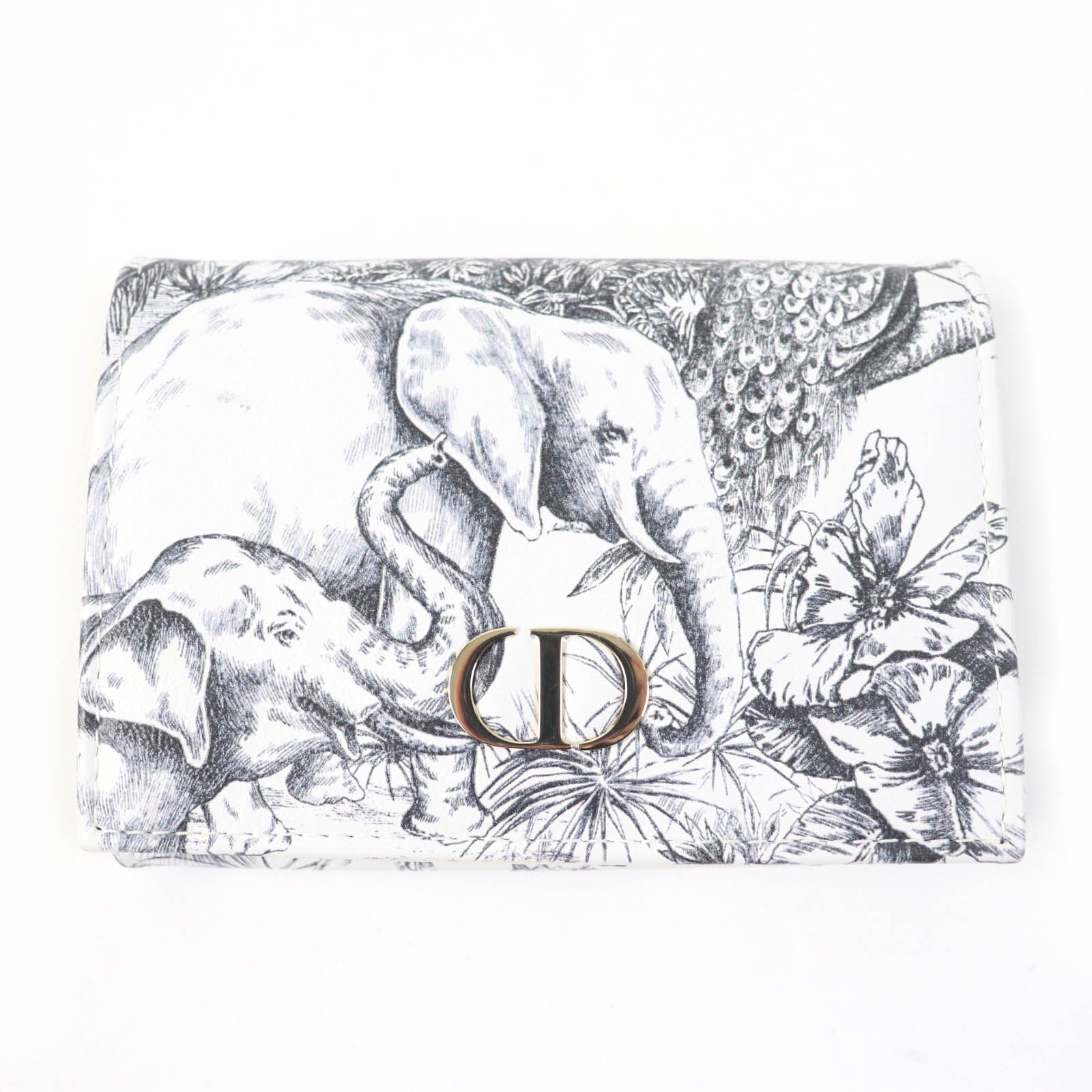 Dior Caro Glycine Leather Bifold Wallet White