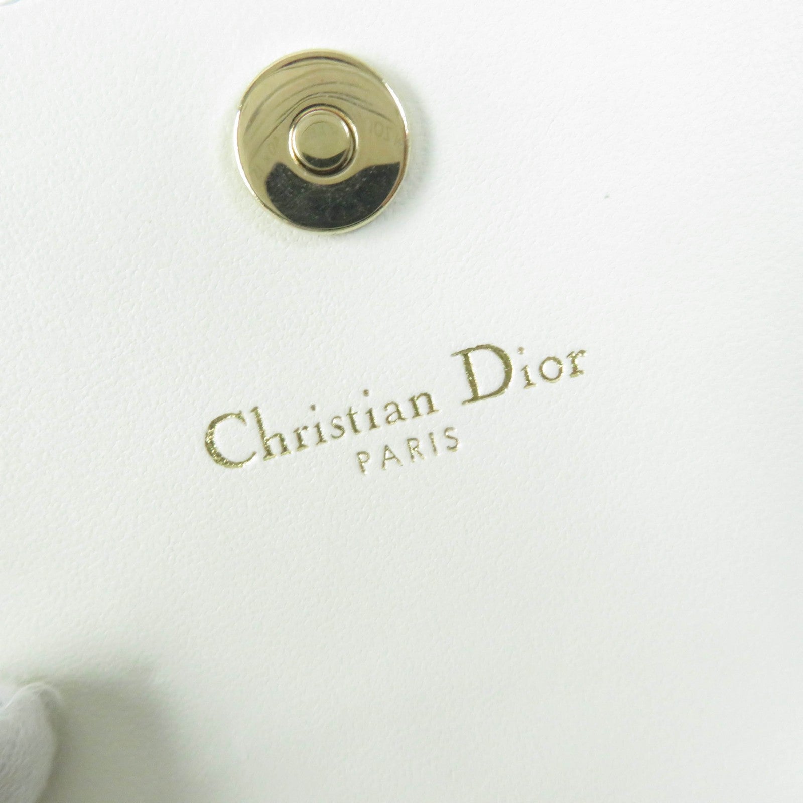 Dior Caro Glycine Leather Bifold Wallet White