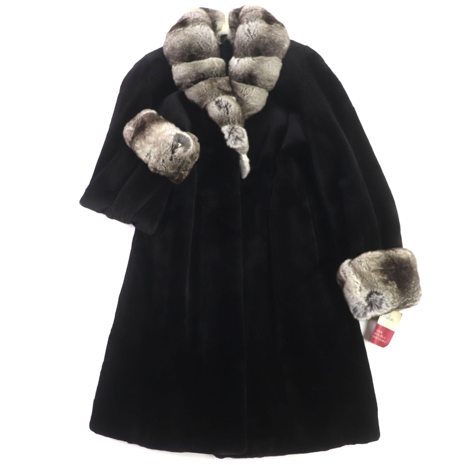 Chinchilla Mink Fur Coat Dark Brown Gray Women