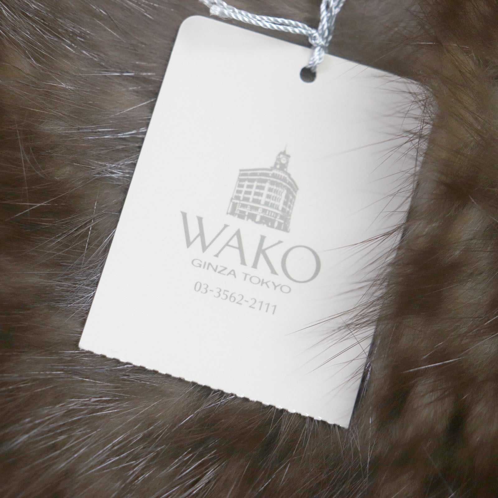 WAKO Fringe Genuine Fur Shawl Dark Brown